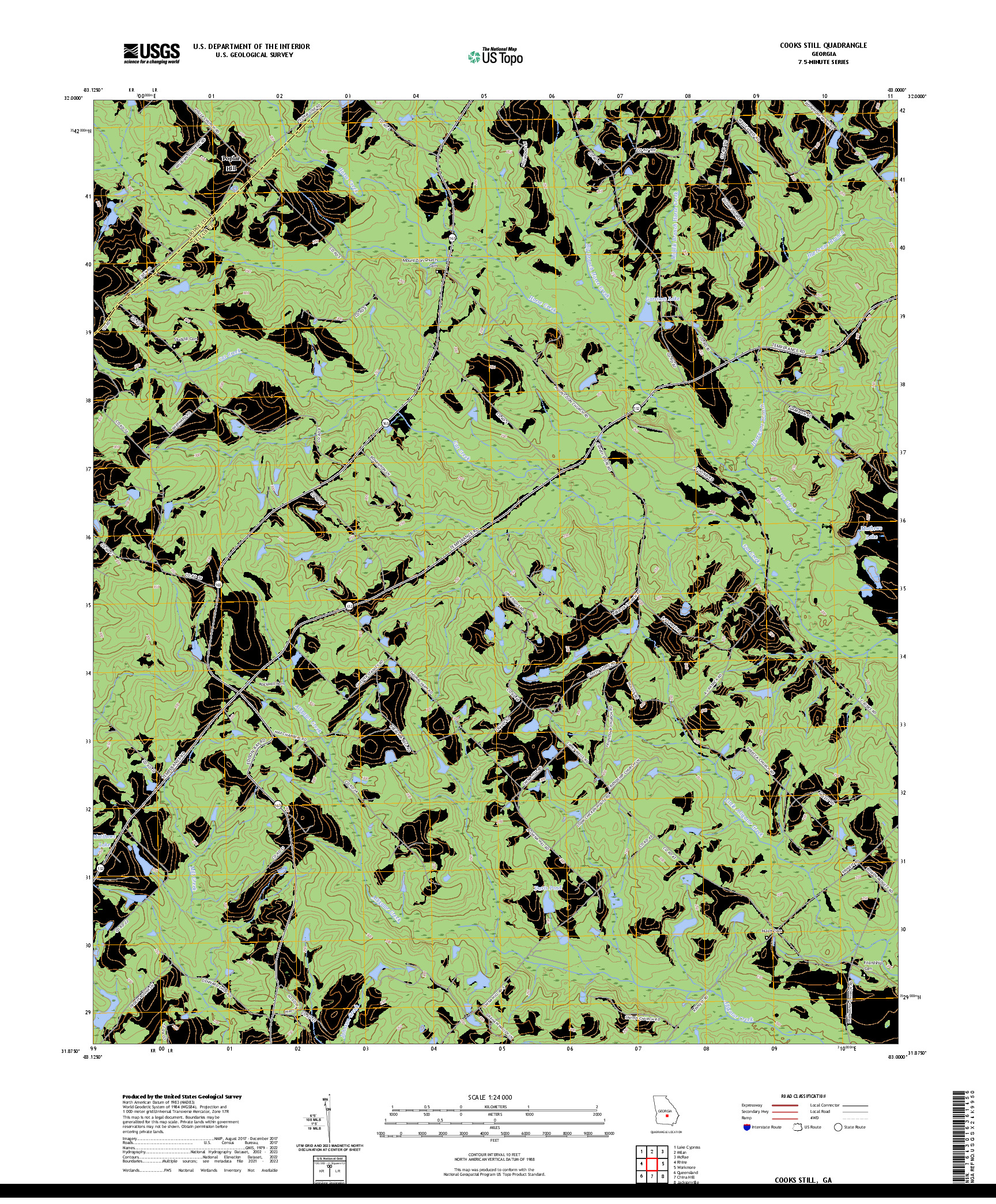 US TOPO 7.5-MINUTE MAP FOR COOKS STILL, GA