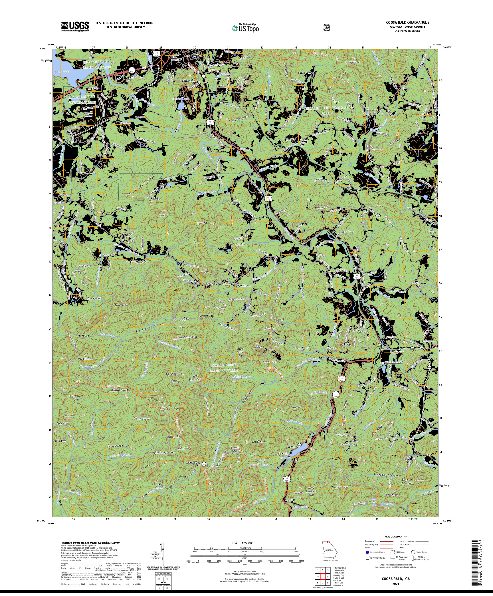 US TOPO 7.5-MINUTE MAP FOR COOSA BALD, GA
