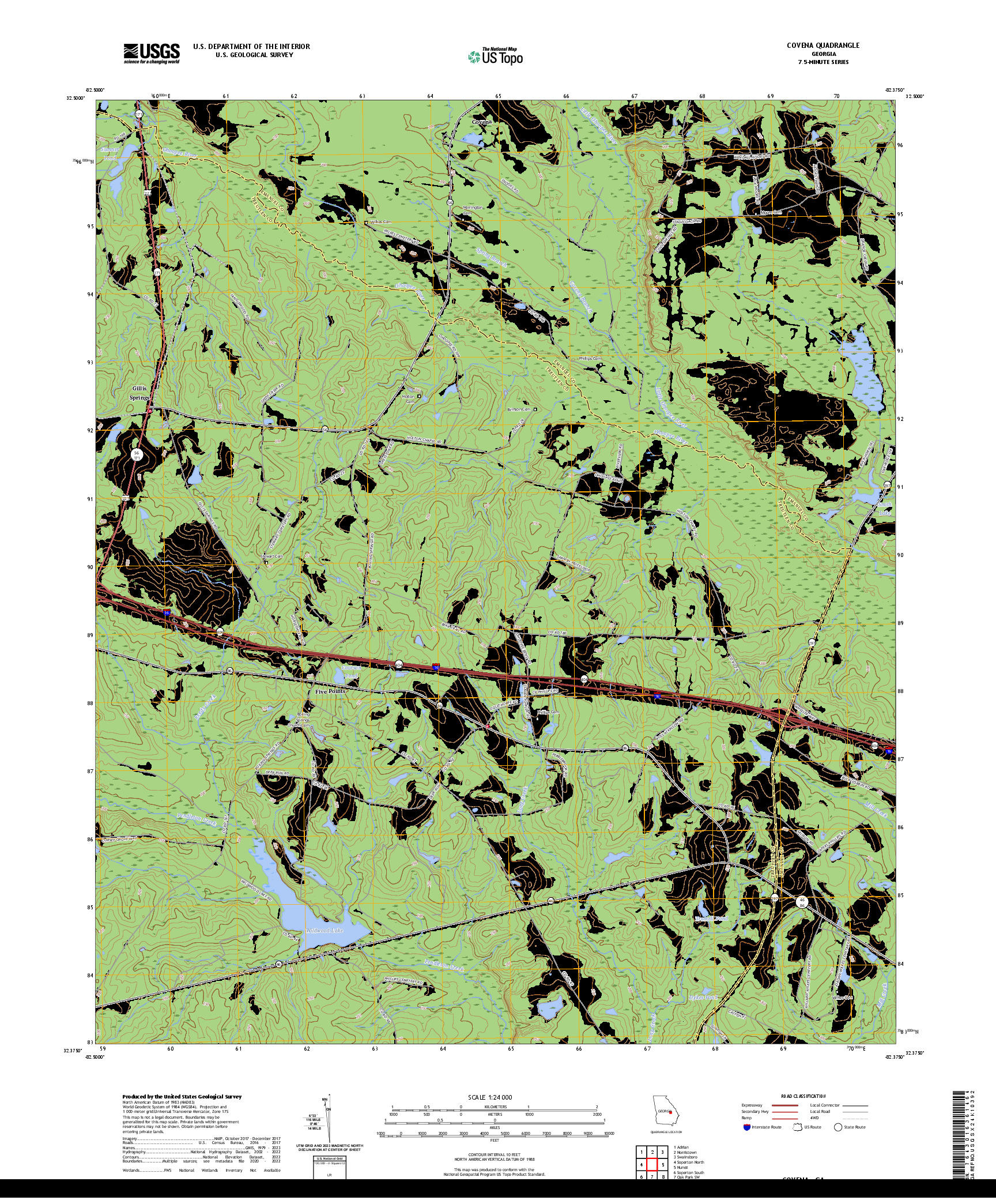 US TOPO 7.5-MINUTE MAP FOR COVENA, GA