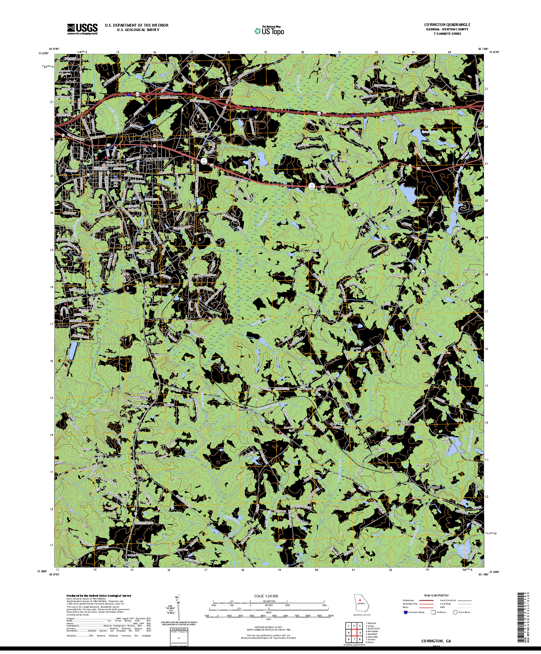 US TOPO 7.5-MINUTE MAP FOR COVINGTON, GA
