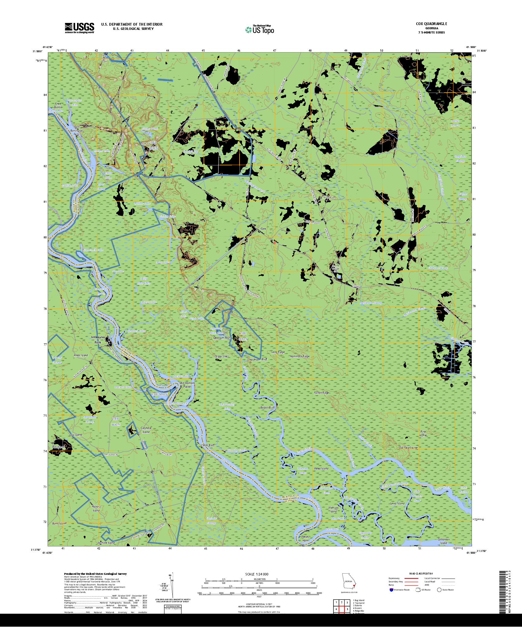 US TOPO 7.5-MINUTE MAP FOR COX, GA
