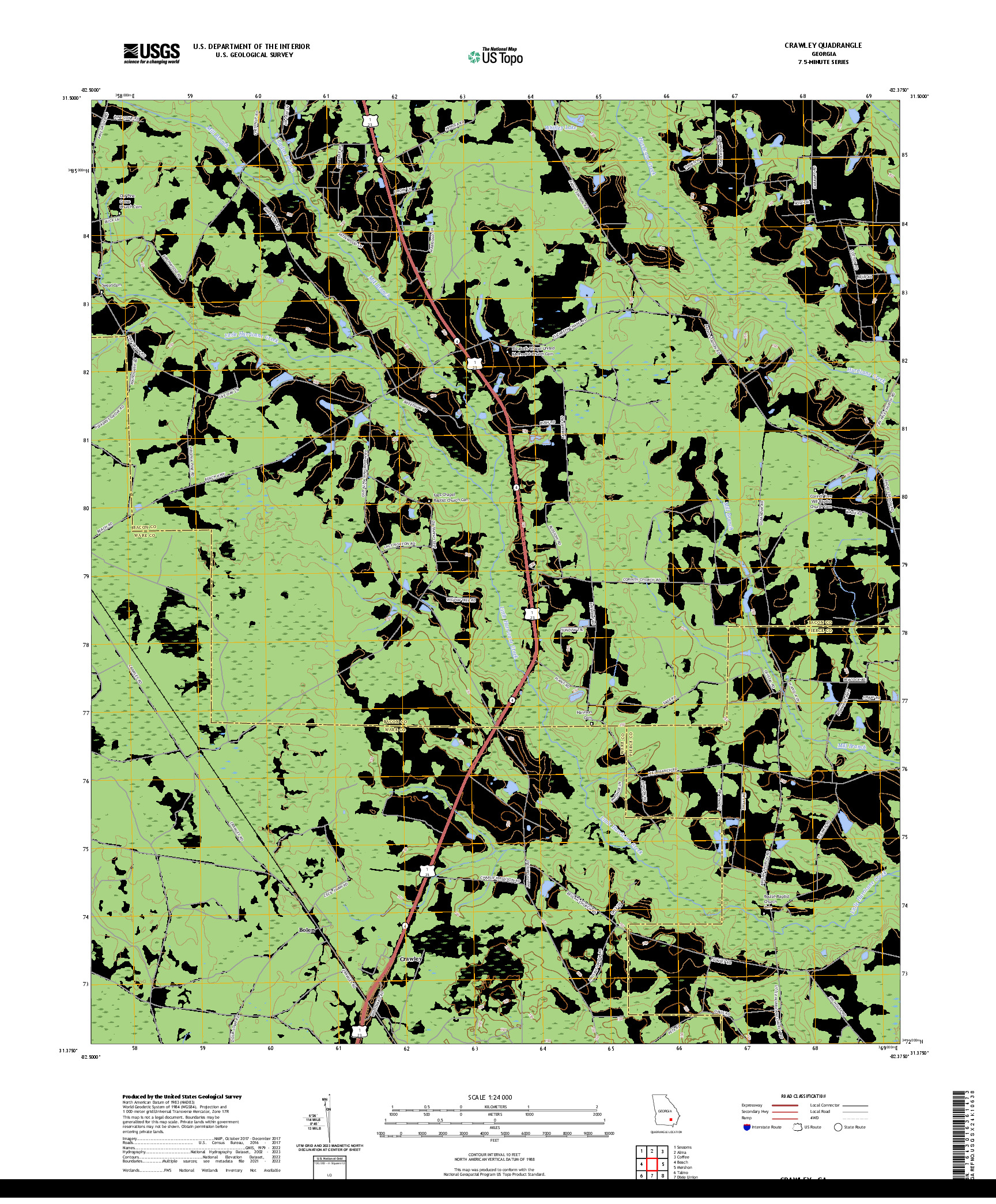 US TOPO 7.5-MINUTE MAP FOR CRAWLEY, GA