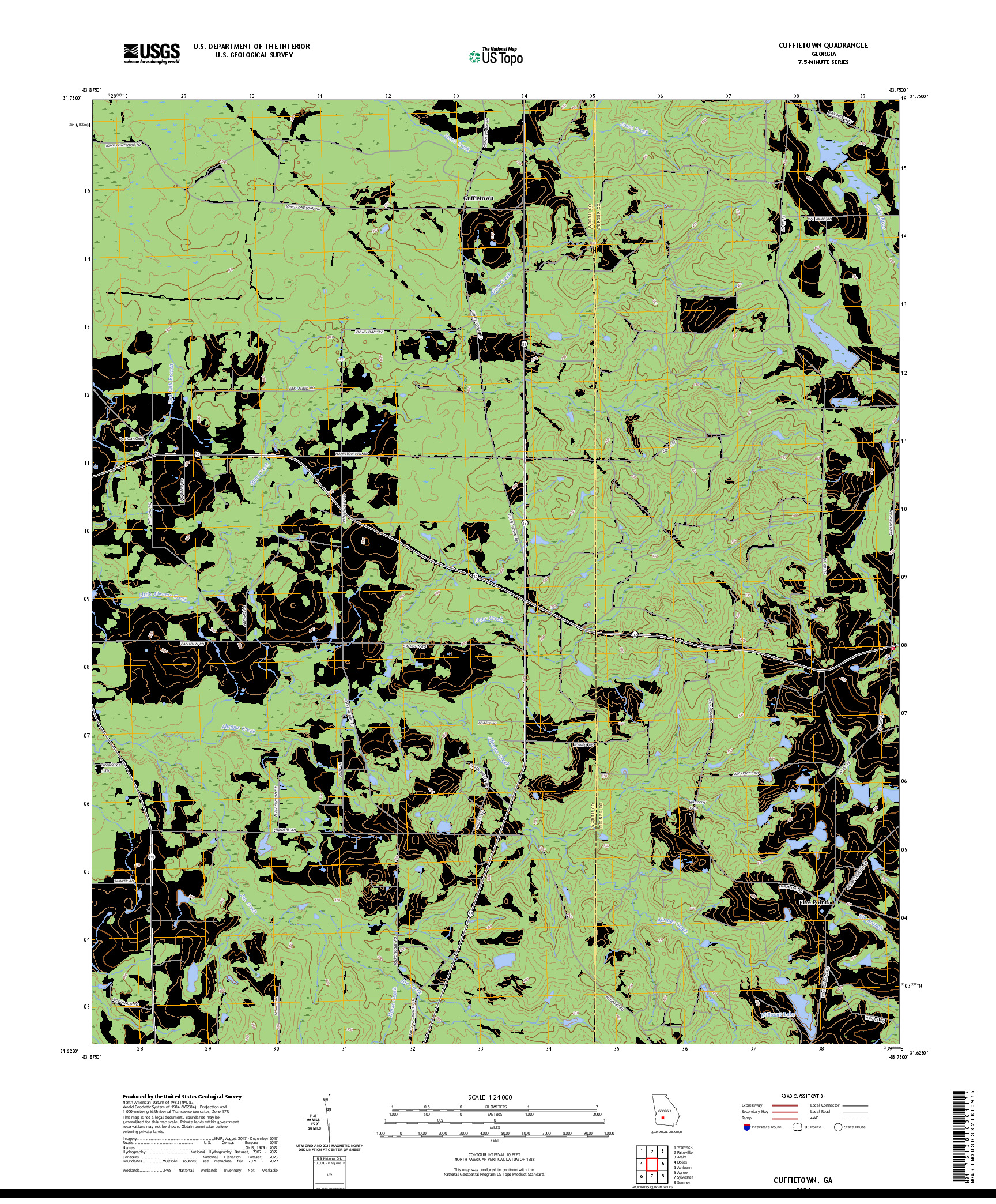 US TOPO 7.5-MINUTE MAP FOR CUFFIETOWN, GA