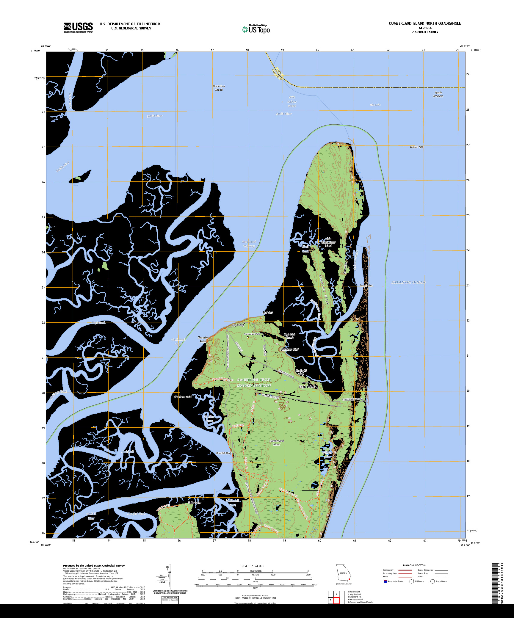 US TOPO 7.5-MINUTE MAP FOR CUMBERLAND ISLAND NORTH, GA