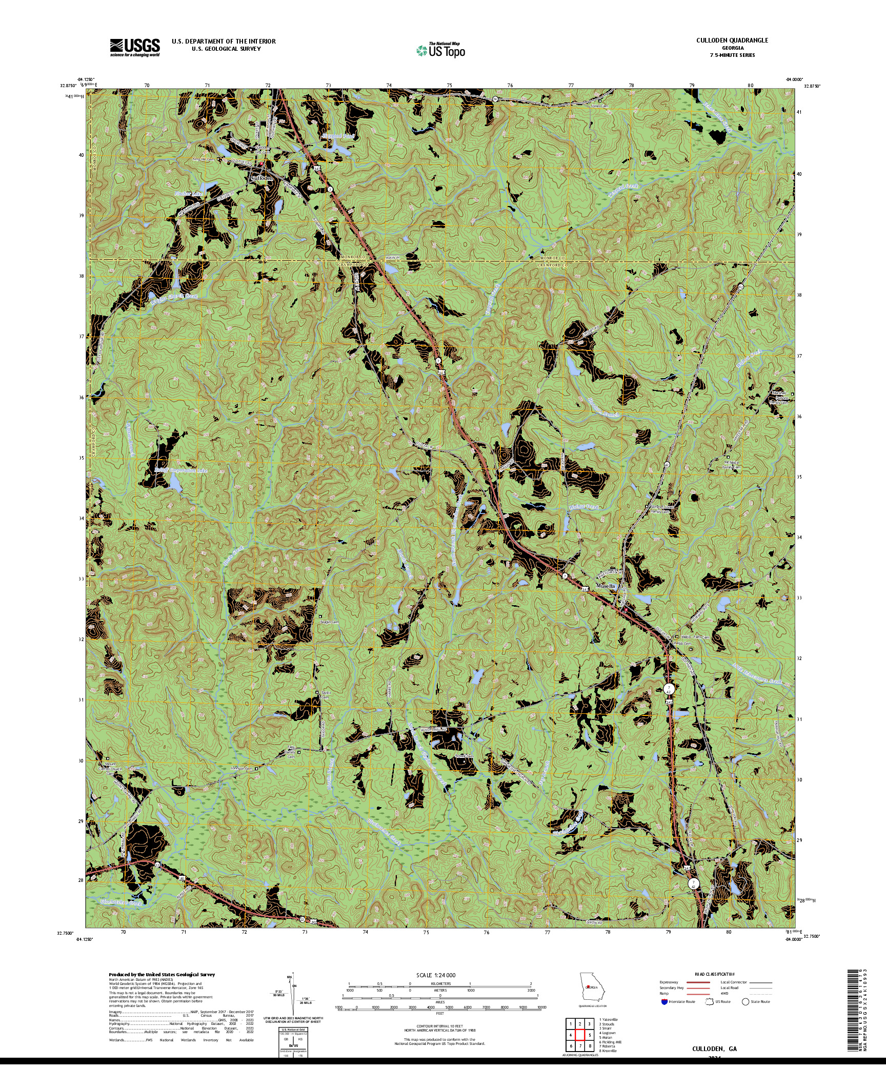 US TOPO 7.5-MINUTE MAP FOR CULLODEN, GA