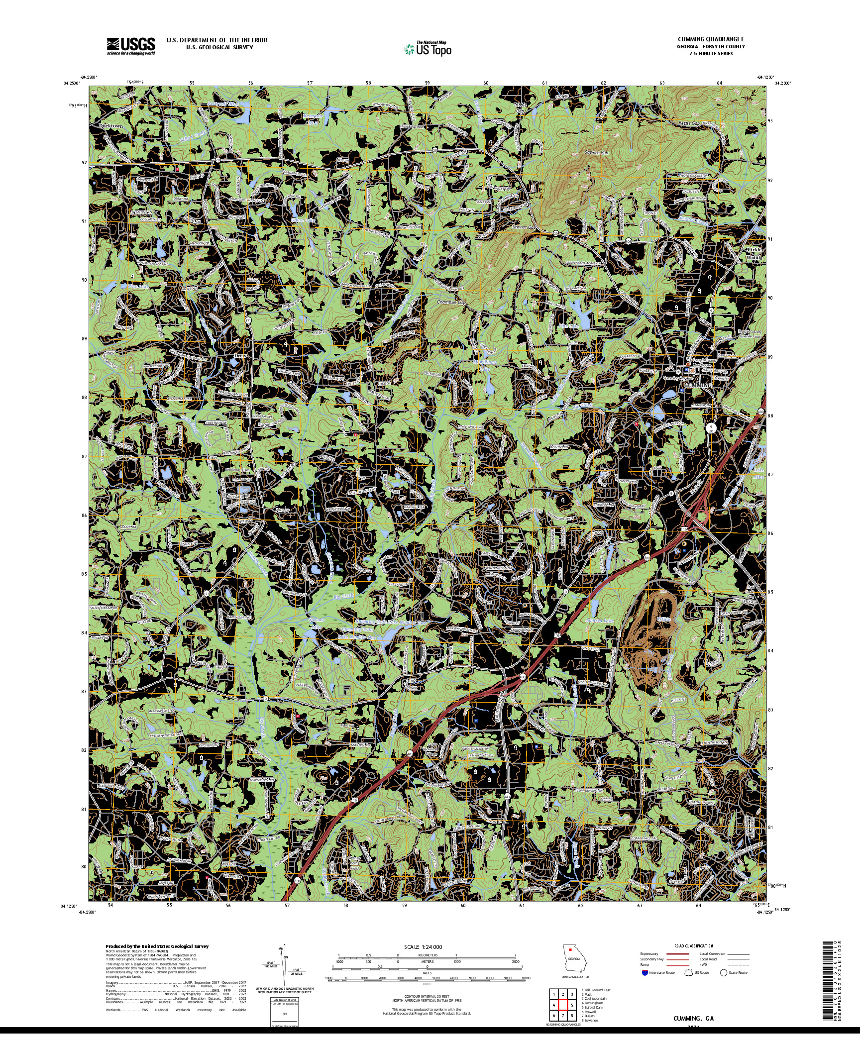US TOPO 7.5-MINUTE MAP FOR CUMMING, GA