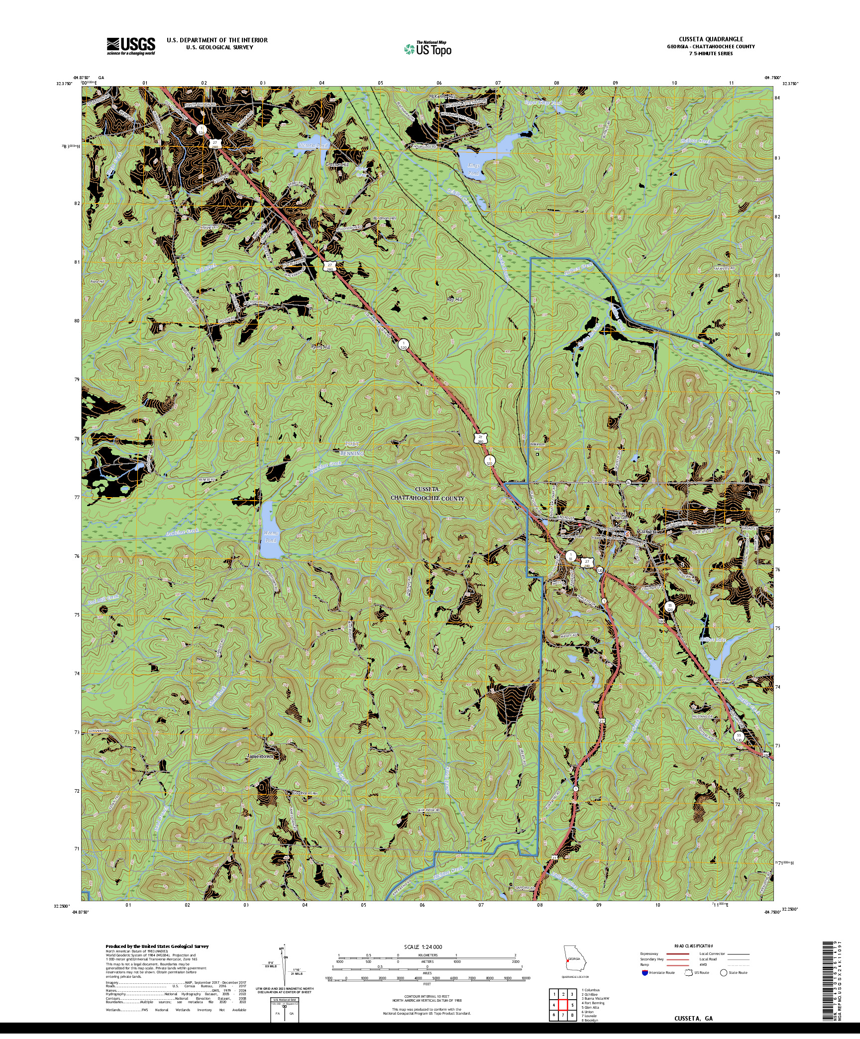 US TOPO 7.5-MINUTE MAP FOR CUSSETA, GA