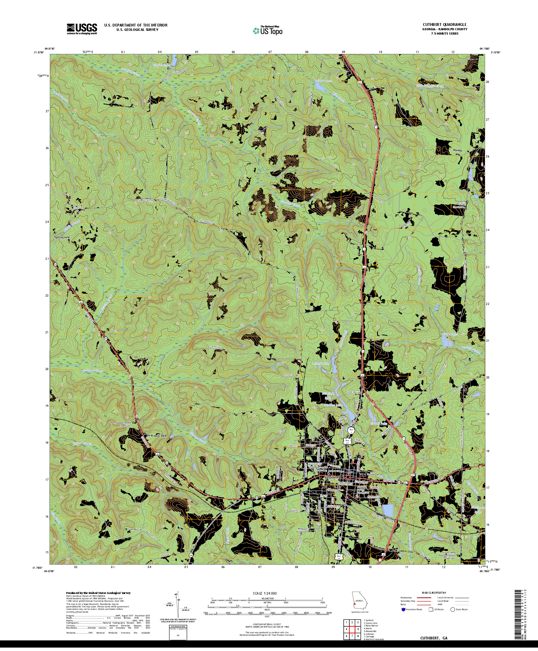 US TOPO 7.5-MINUTE MAP FOR CUTHBERT, GA