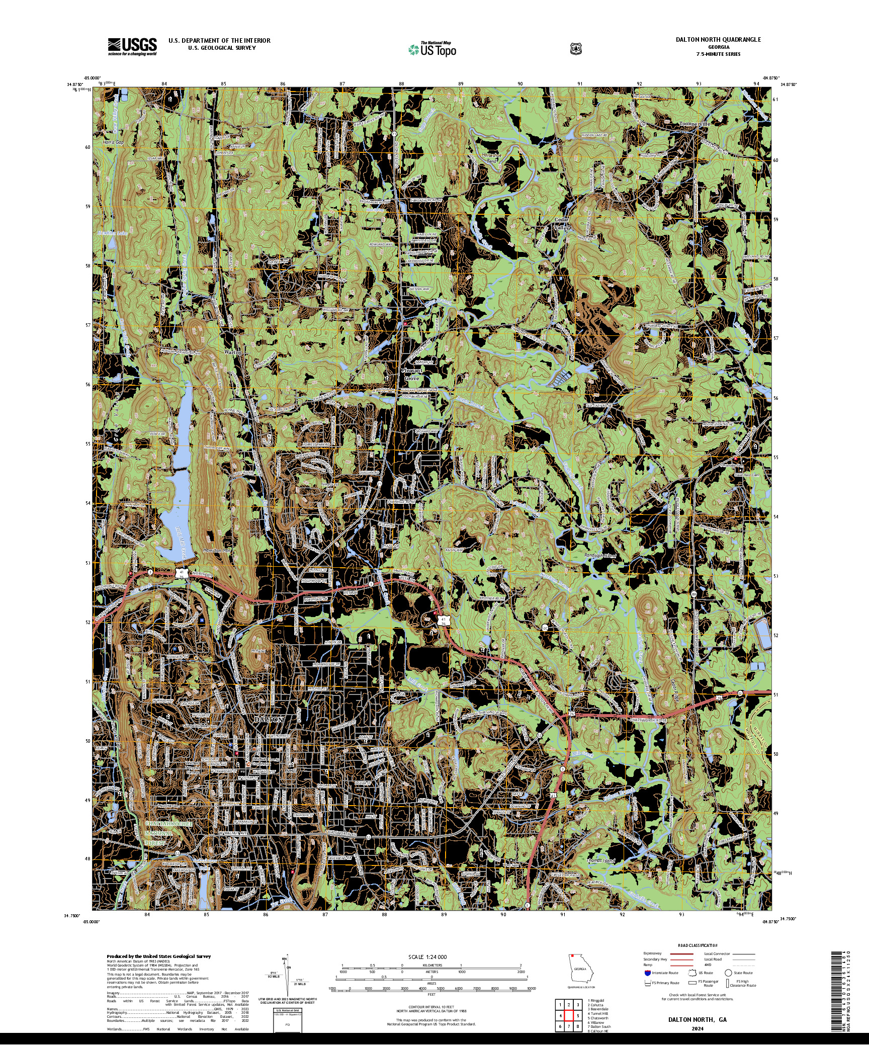 US TOPO 7.5-MINUTE MAP FOR DALTON NORTH, GA