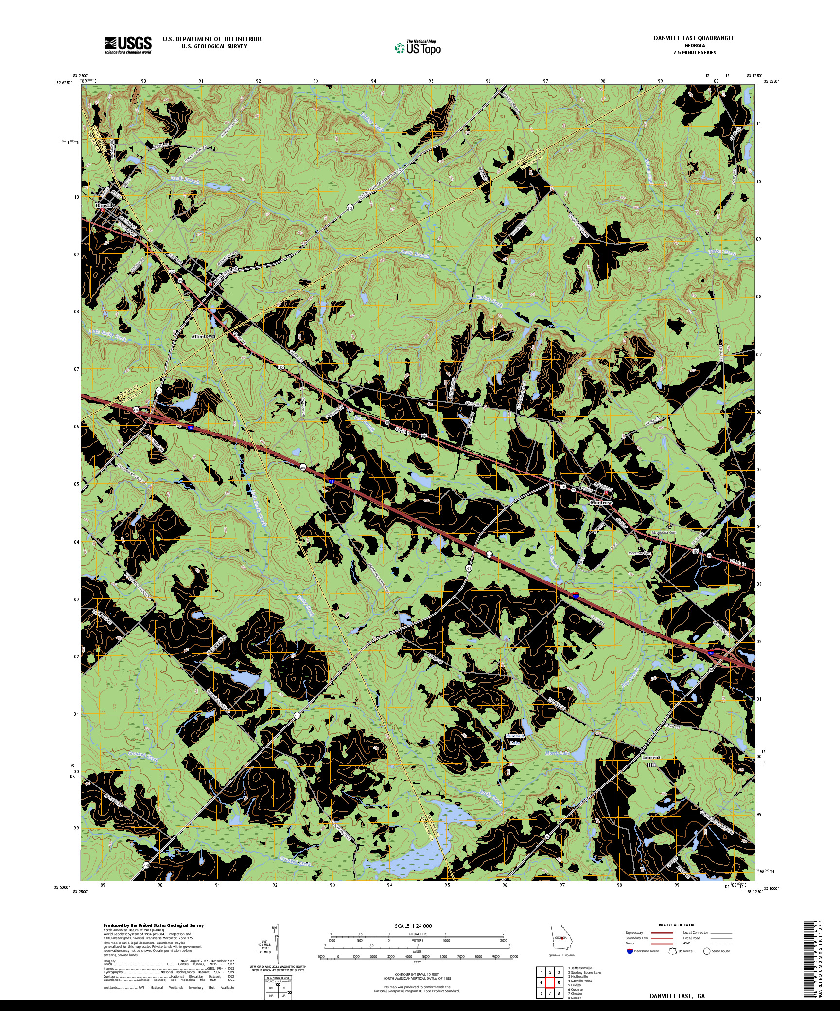 US TOPO 7.5-MINUTE MAP FOR DANVILLE EAST, GA