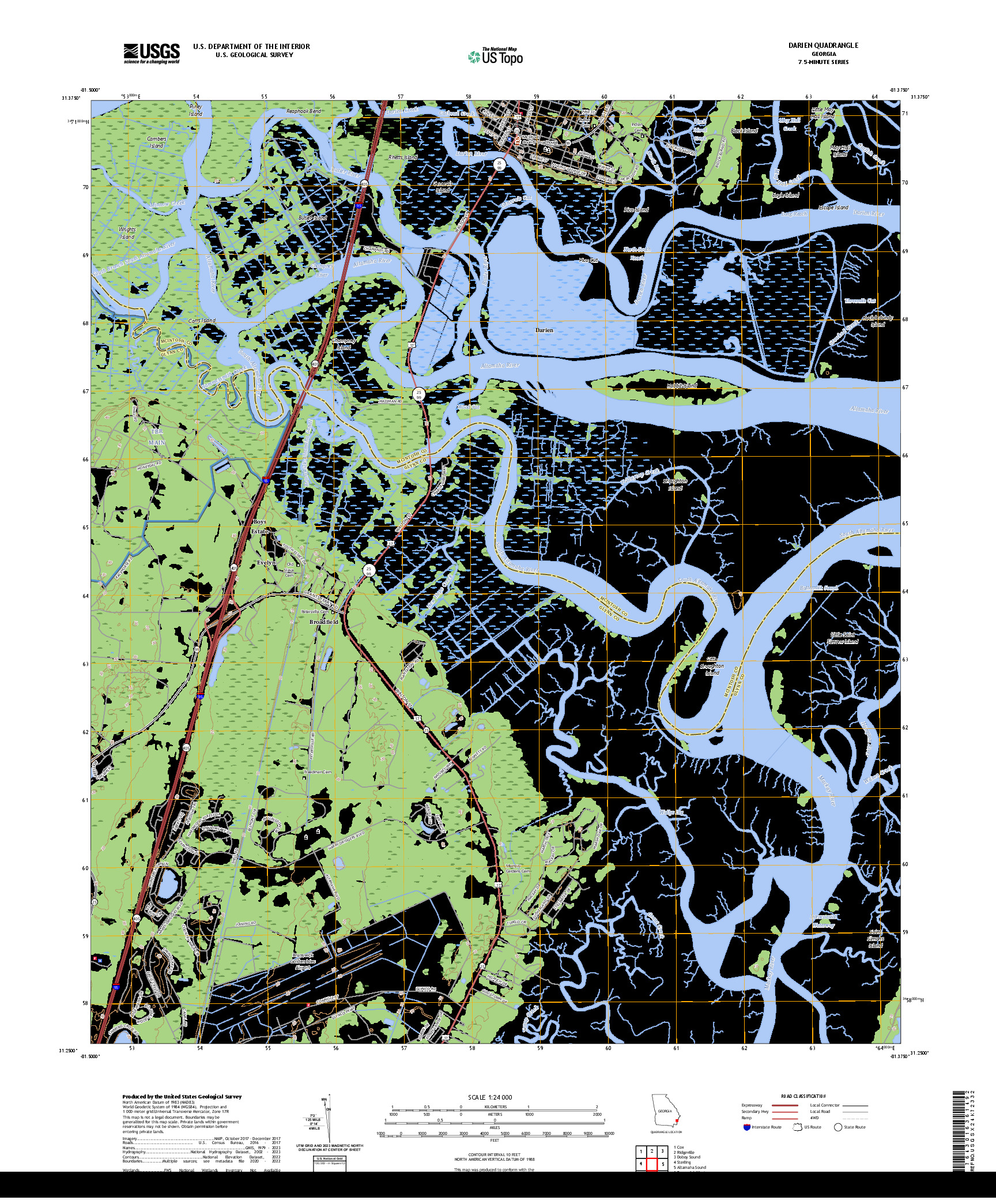 US TOPO 7.5-MINUTE MAP FOR DARIEN, GA