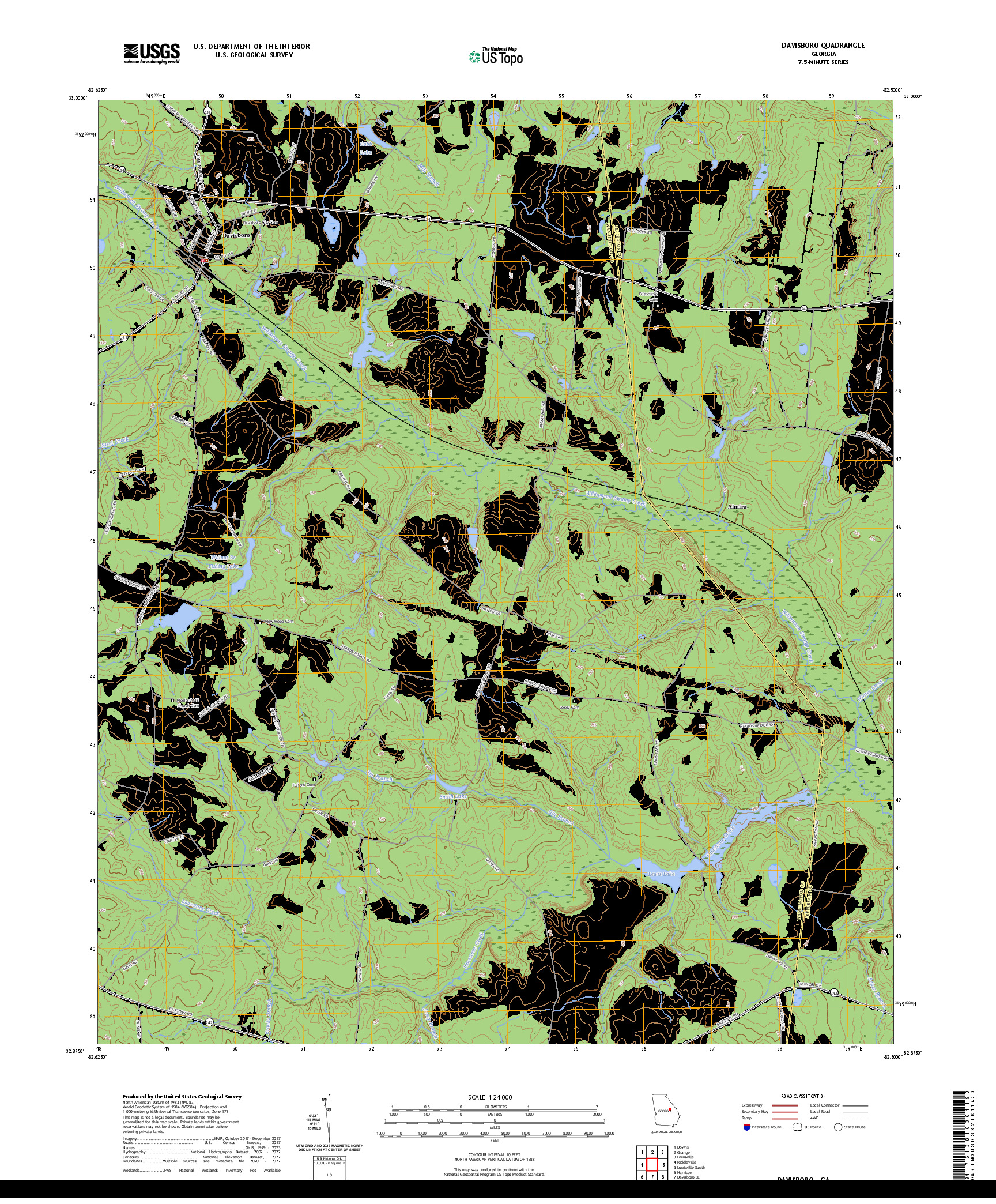 US TOPO 7.5-MINUTE MAP FOR DAVISBORO, GA