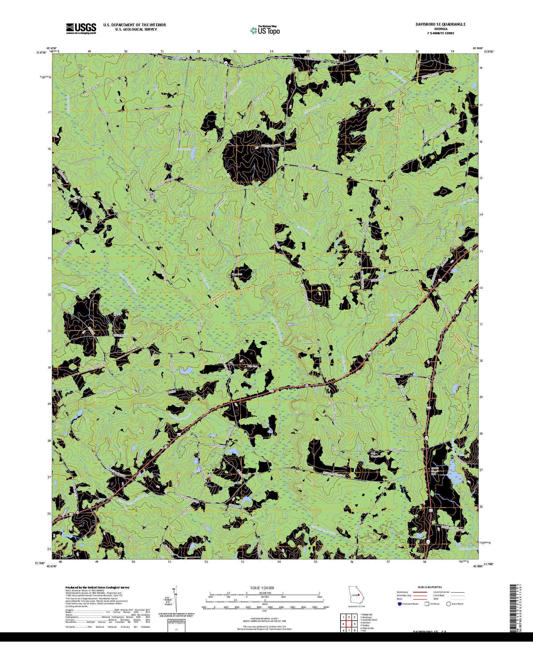 US TOPO 7.5-MINUTE MAP FOR DAVISBORO SE, GA