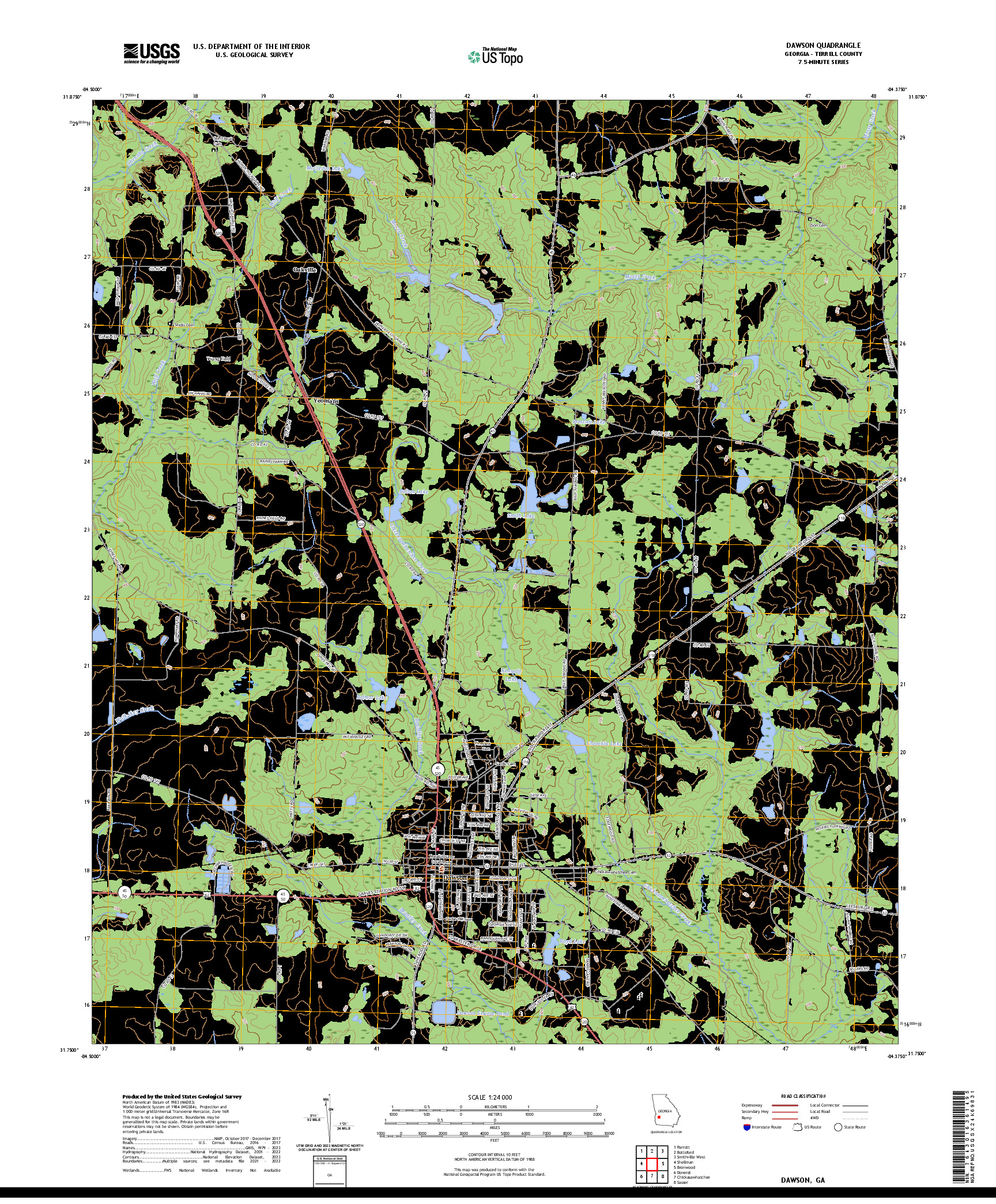 US TOPO 7.5-MINUTE MAP FOR DAWSON, GA