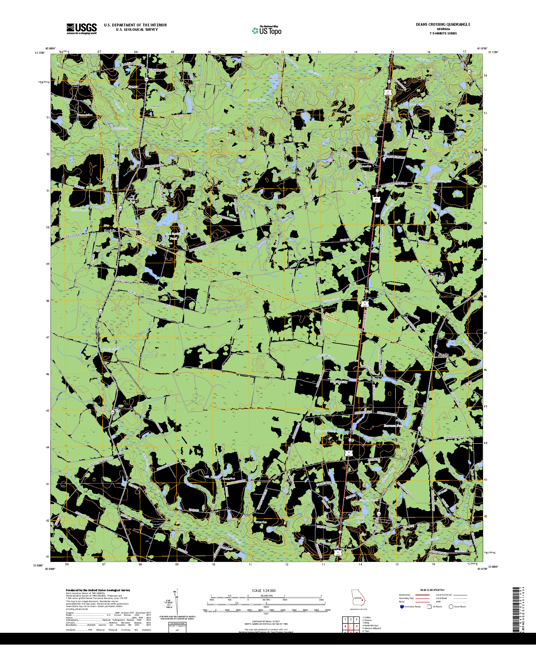 US TOPO 7.5-MINUTE MAP FOR DEANS CROSSING, GA