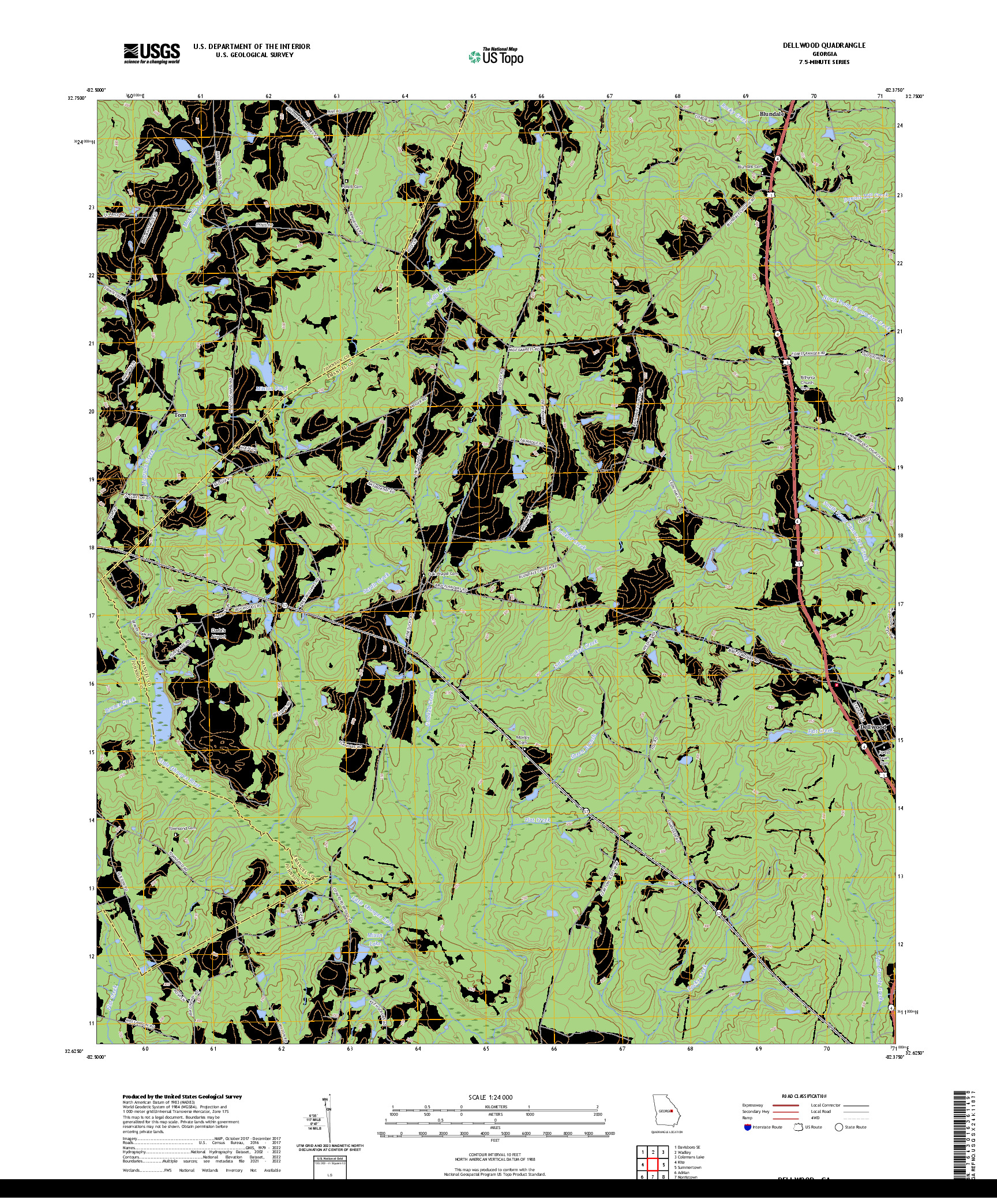 US TOPO 7.5-MINUTE MAP FOR DELLWOOD, GA