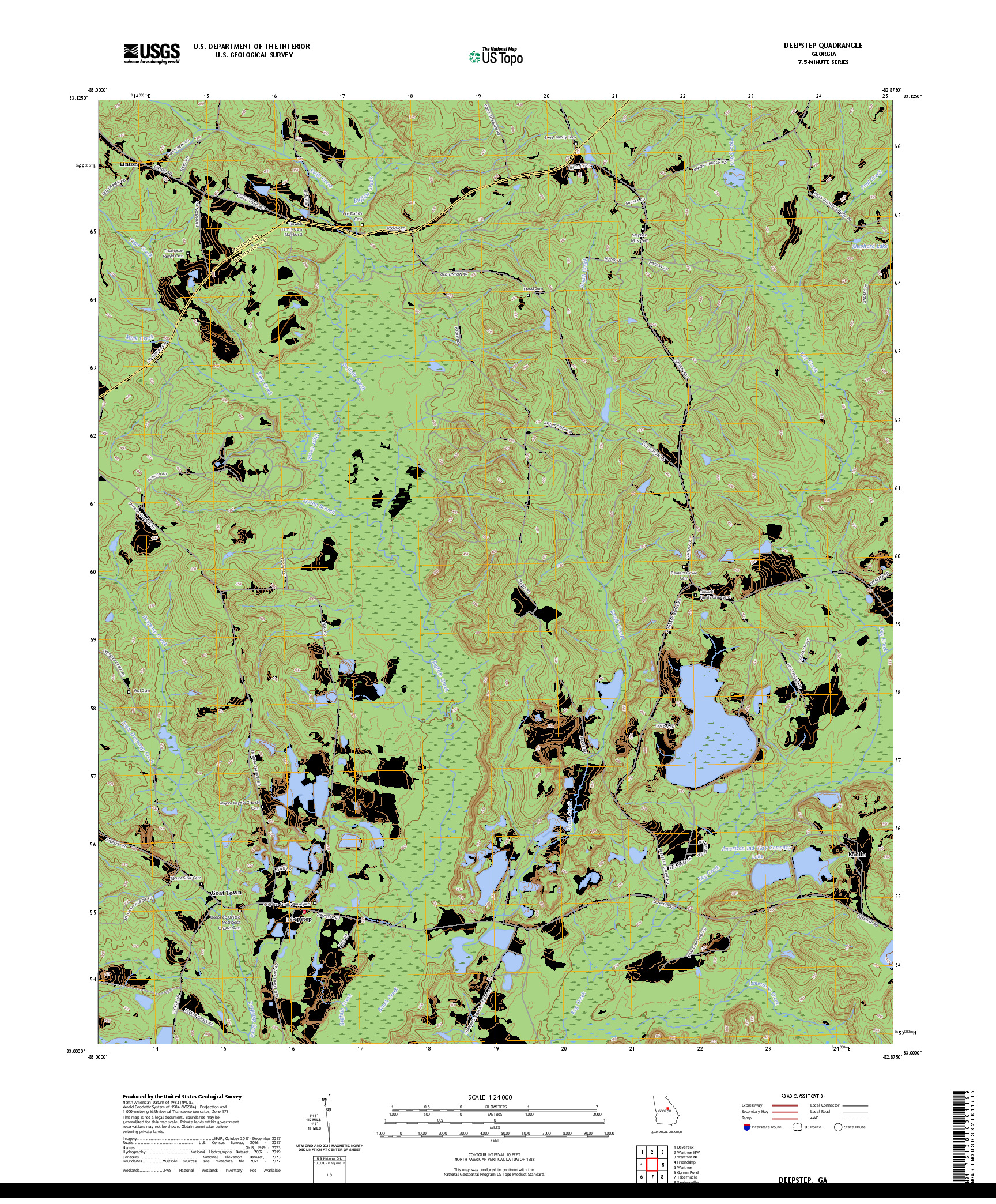 US TOPO 7.5-MINUTE MAP FOR DEEPSTEP, GA