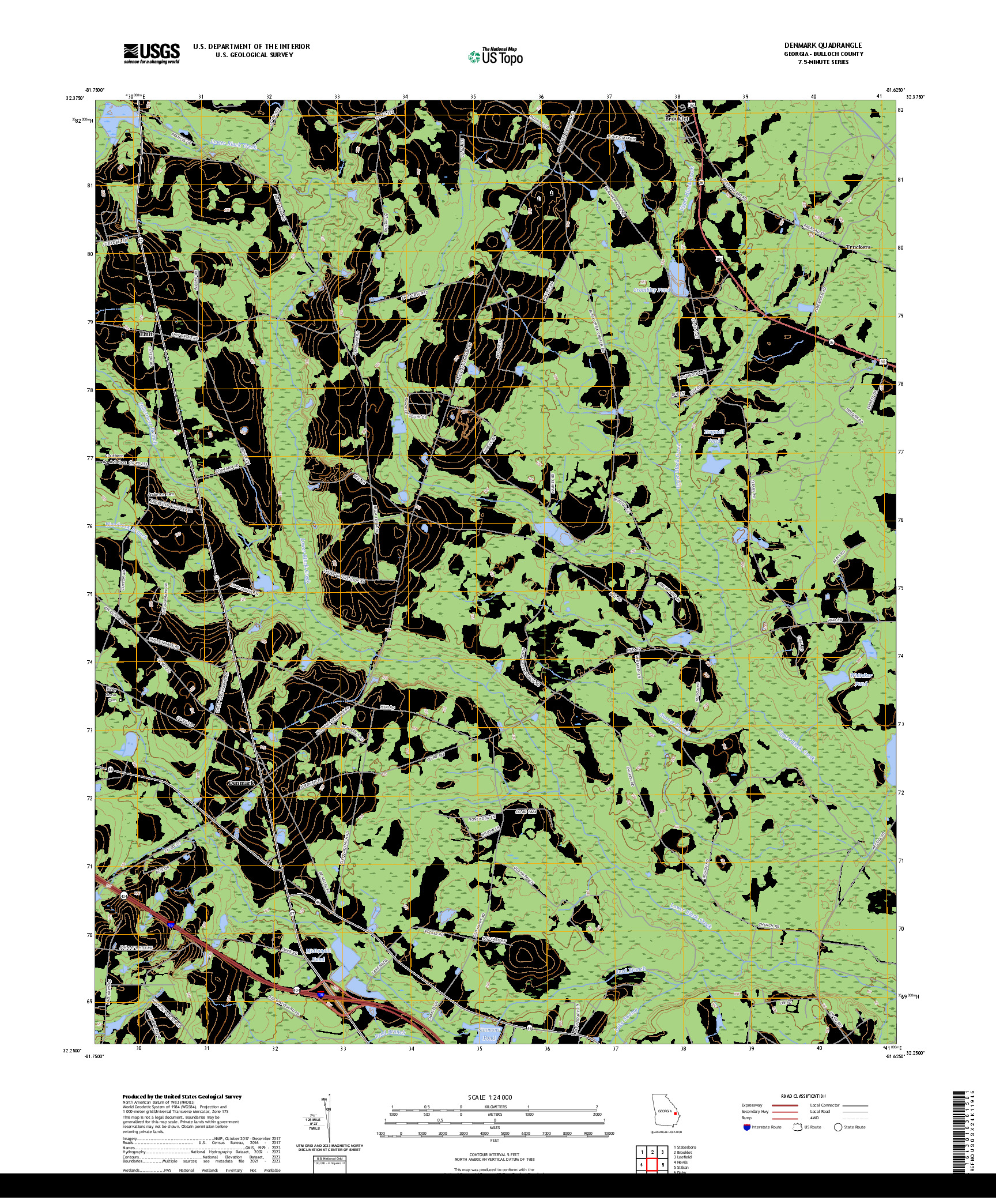 US TOPO 7.5-MINUTE MAP FOR DENMARK, GA