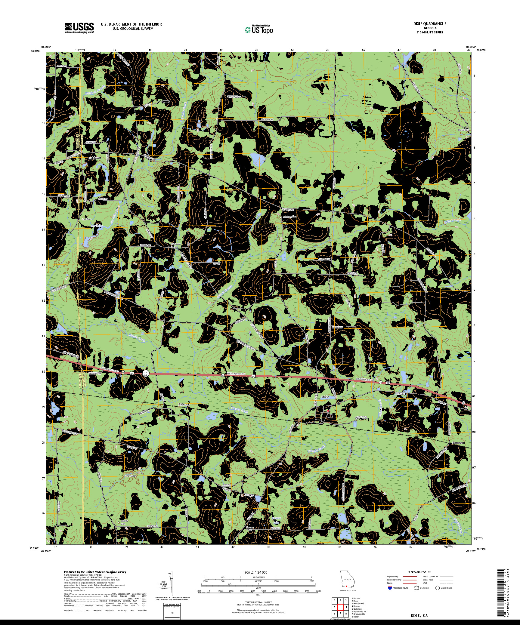 US TOPO 7.5-MINUTE MAP FOR DIXIE, GA
