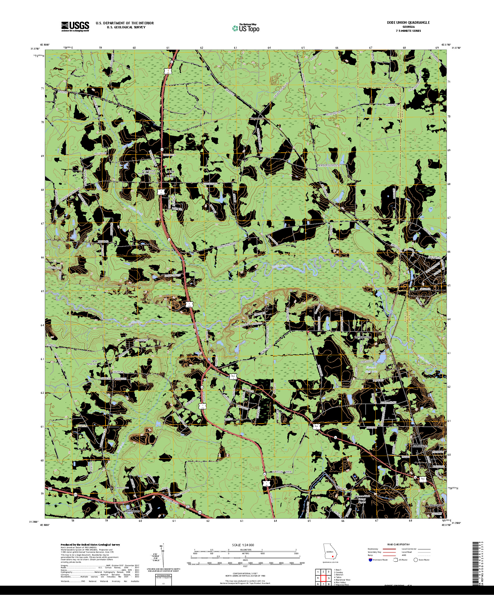 US TOPO 7.5-MINUTE MAP FOR DIXIE UNION, GA