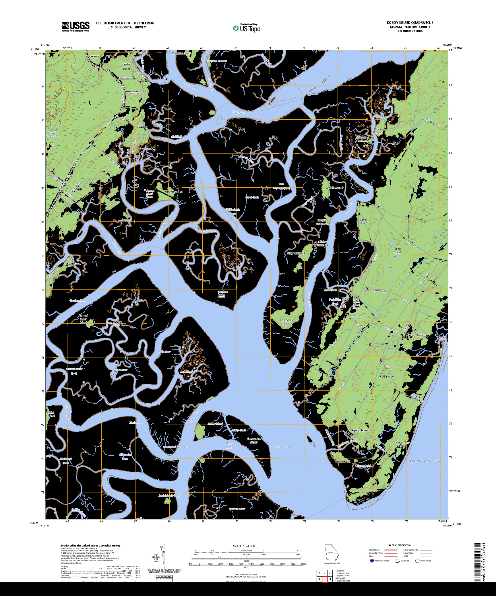 US TOPO 7.5-MINUTE MAP FOR DOBOY SOUND, GA