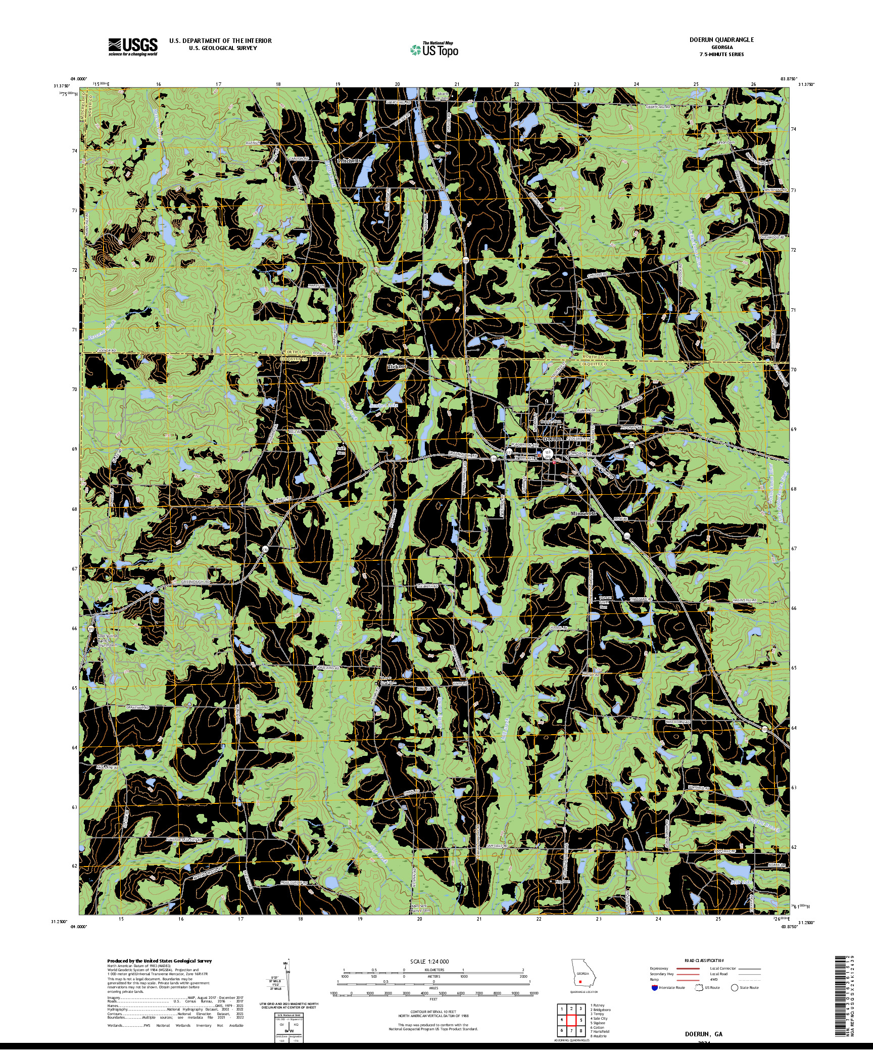 US TOPO 7.5-MINUTE MAP FOR DOERUN, GA