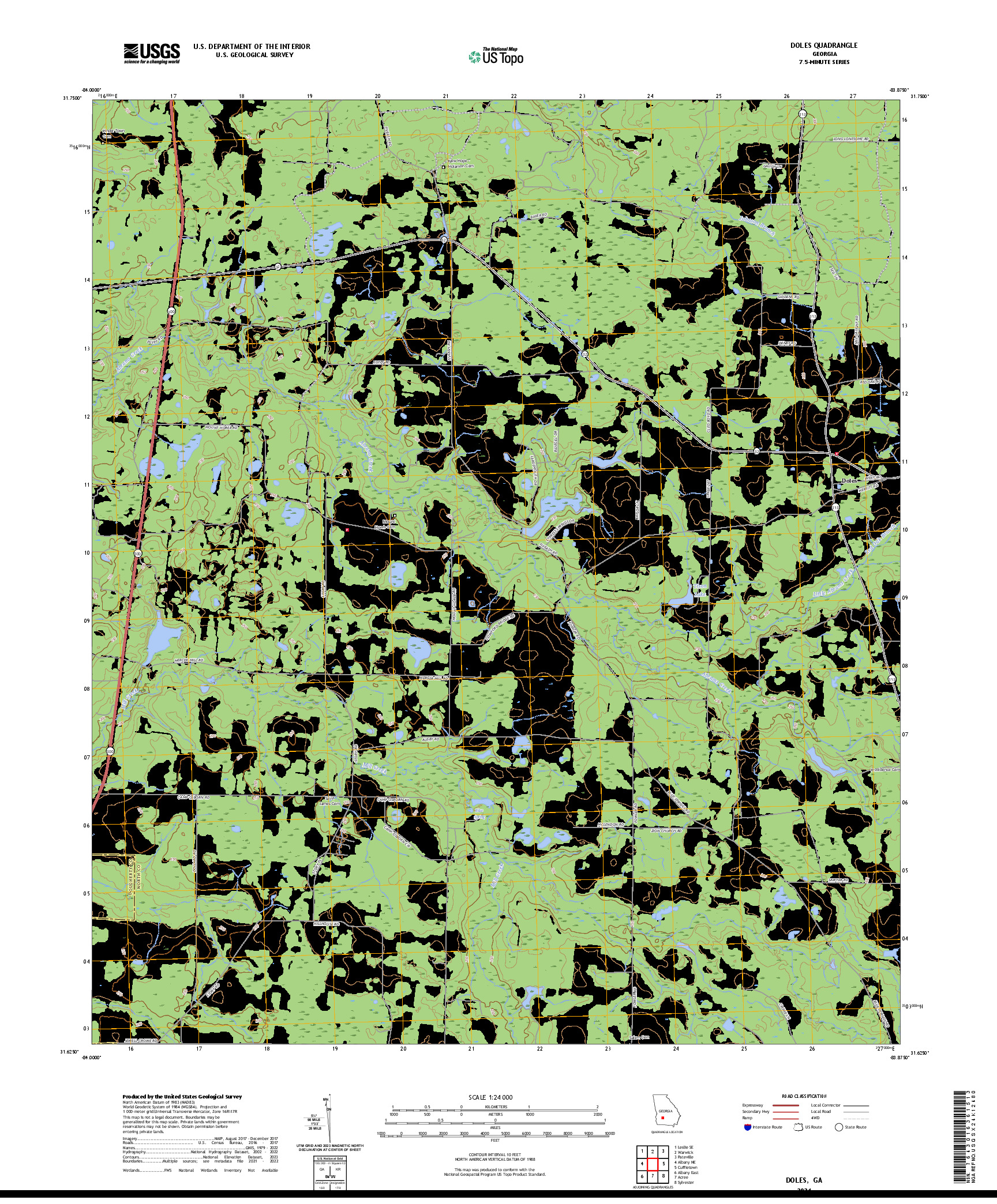 US TOPO 7.5-MINUTE MAP FOR DOLES, GA