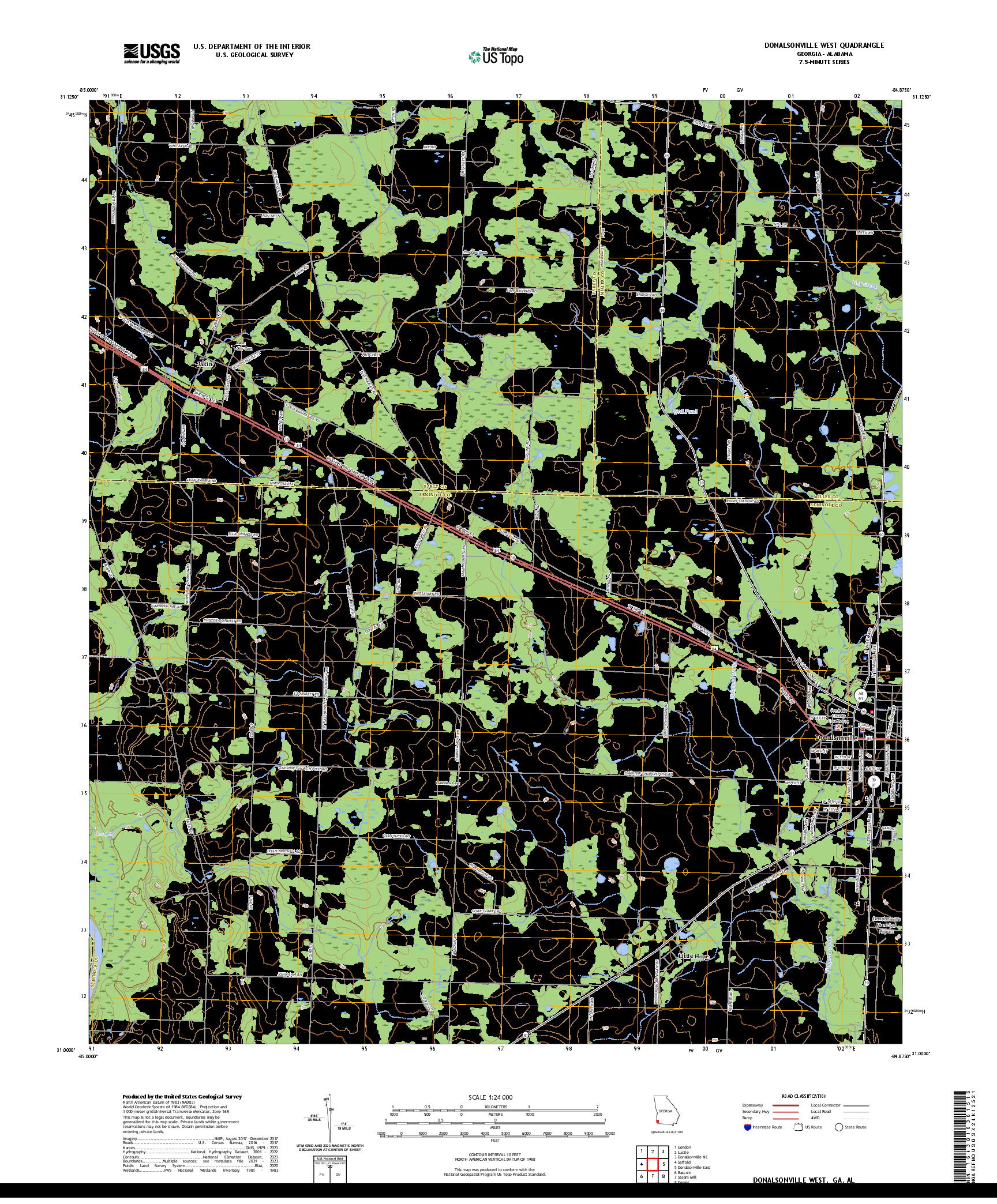 US TOPO 7.5-MINUTE MAP FOR DONALSONVILLE WEST, GA,AL