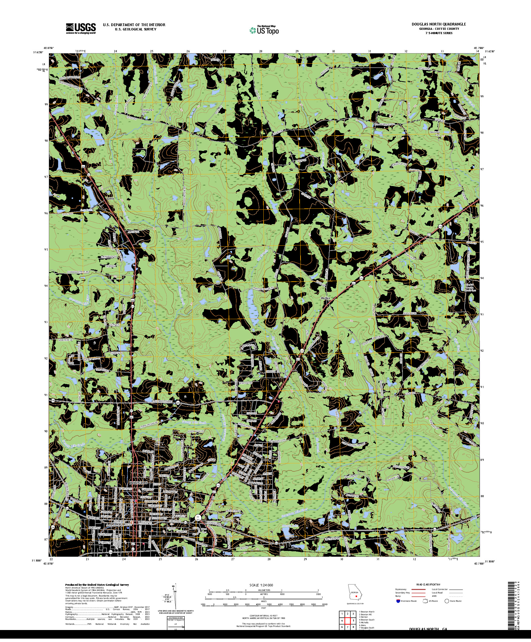 US TOPO 7.5-MINUTE MAP FOR DOUGLAS NORTH, GA