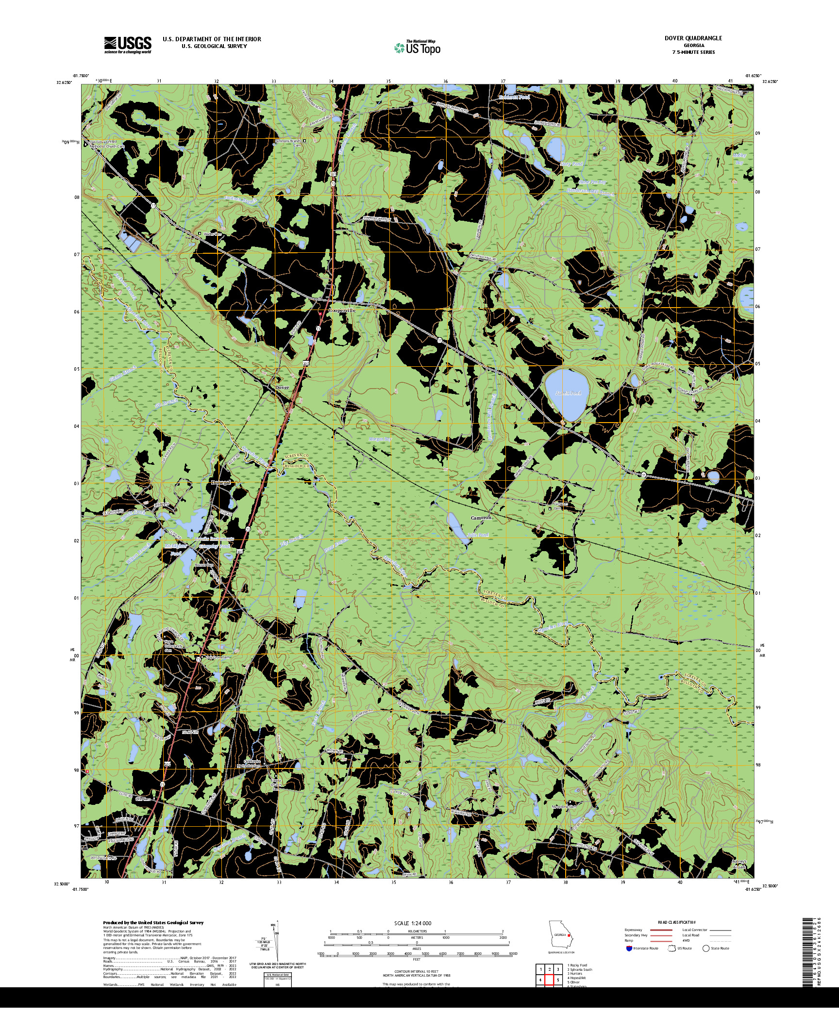 US TOPO 7.5-MINUTE MAP FOR DOVER, GA