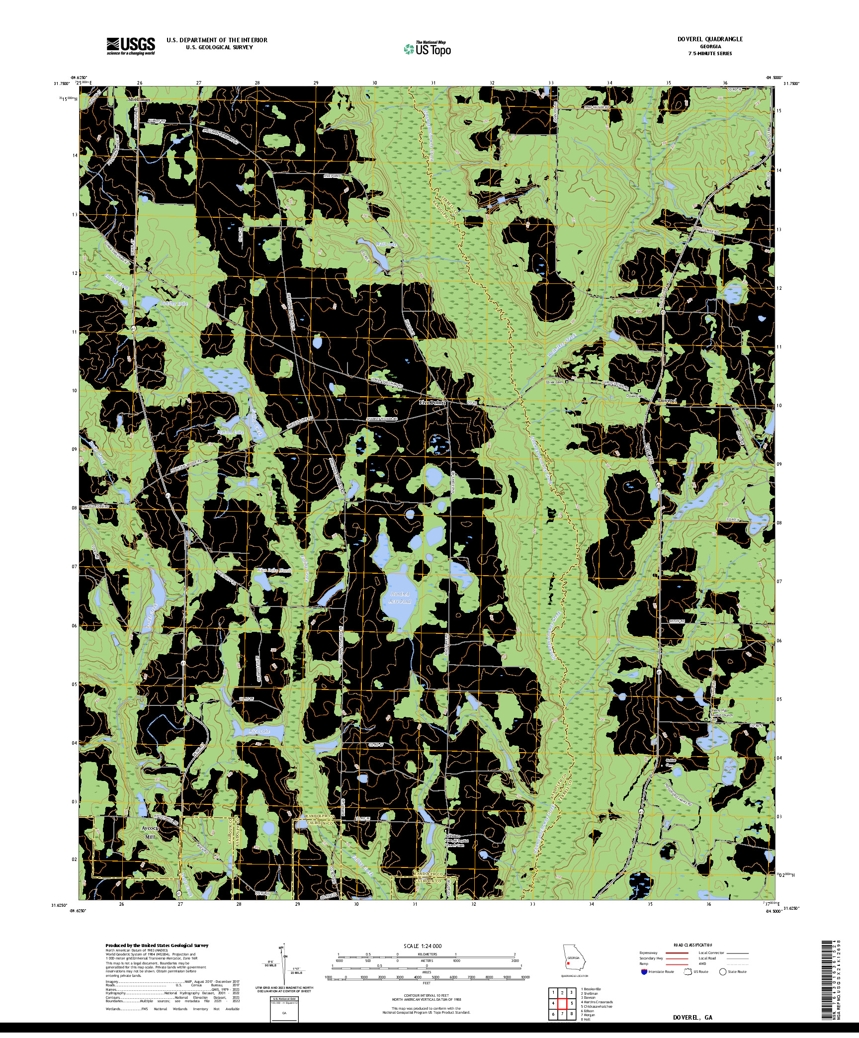 US TOPO 7.5-MINUTE MAP FOR DOVEREL, GA