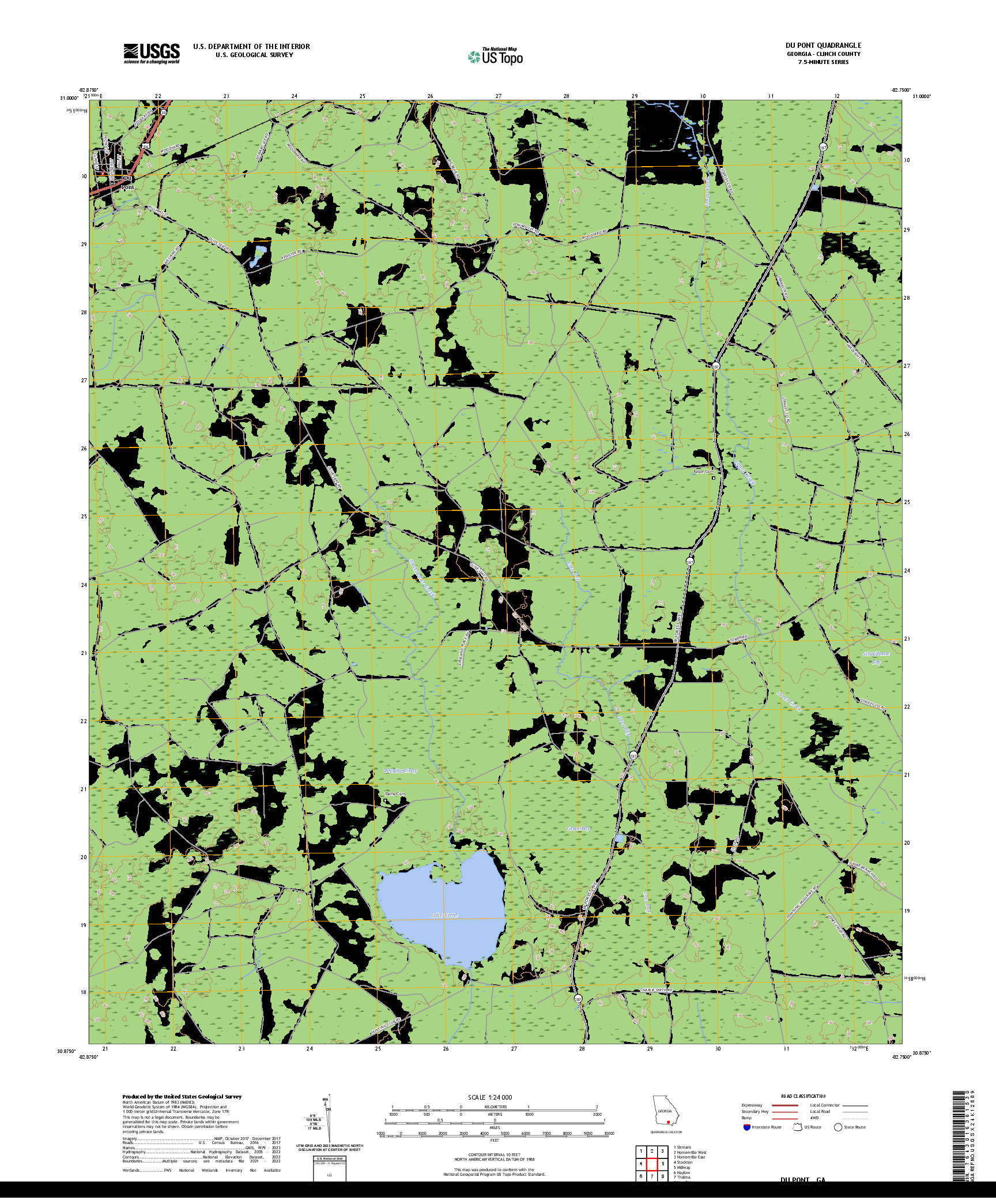US TOPO 7.5-MINUTE MAP FOR DU PONT, GA