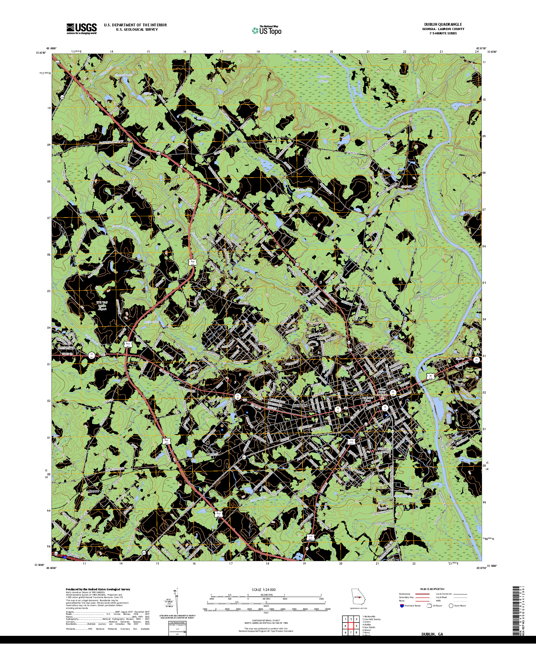 US TOPO 7.5-MINUTE MAP FOR DUBLIN, GA