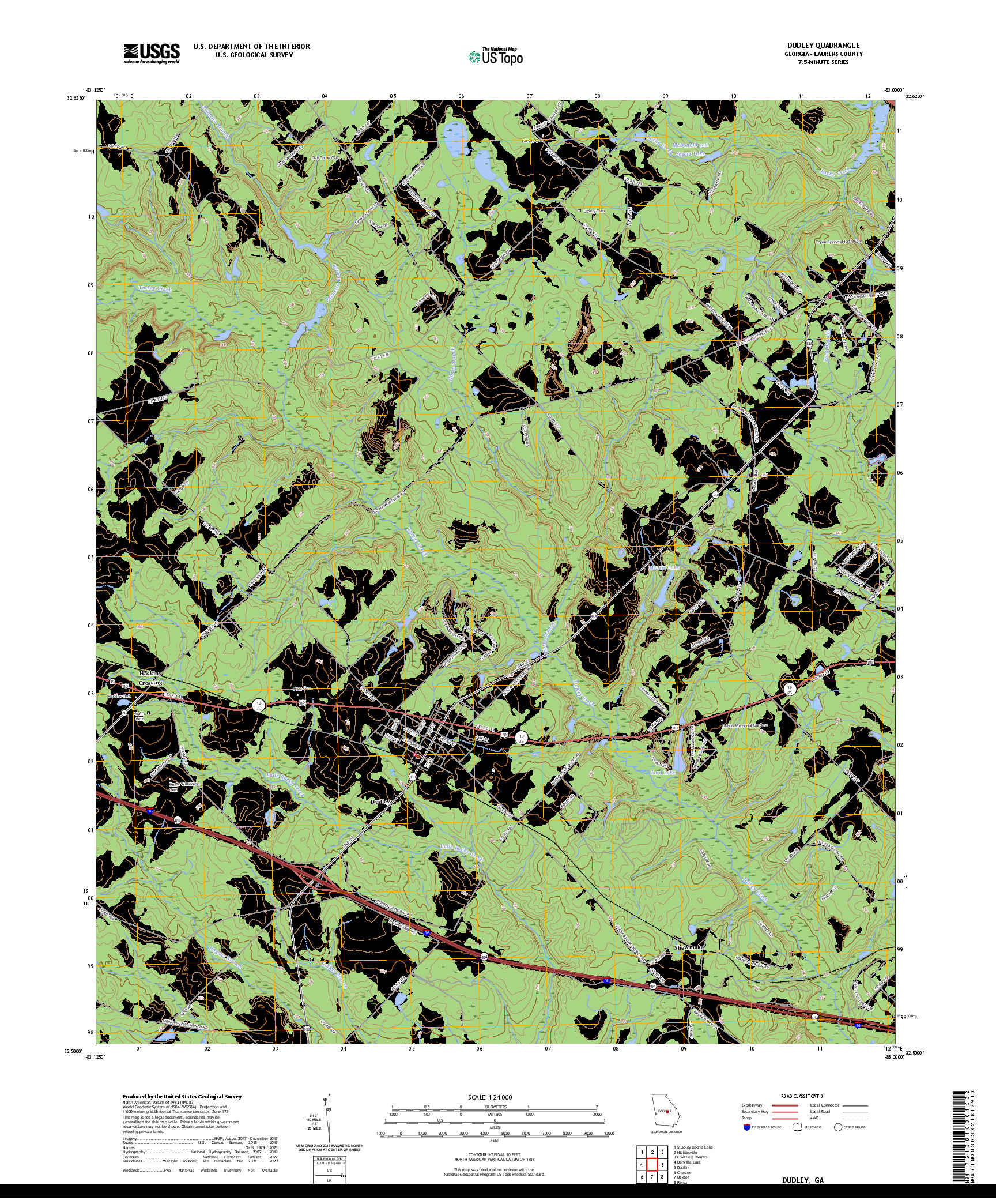US TOPO 7.5-MINUTE MAP FOR DUDLEY, GA