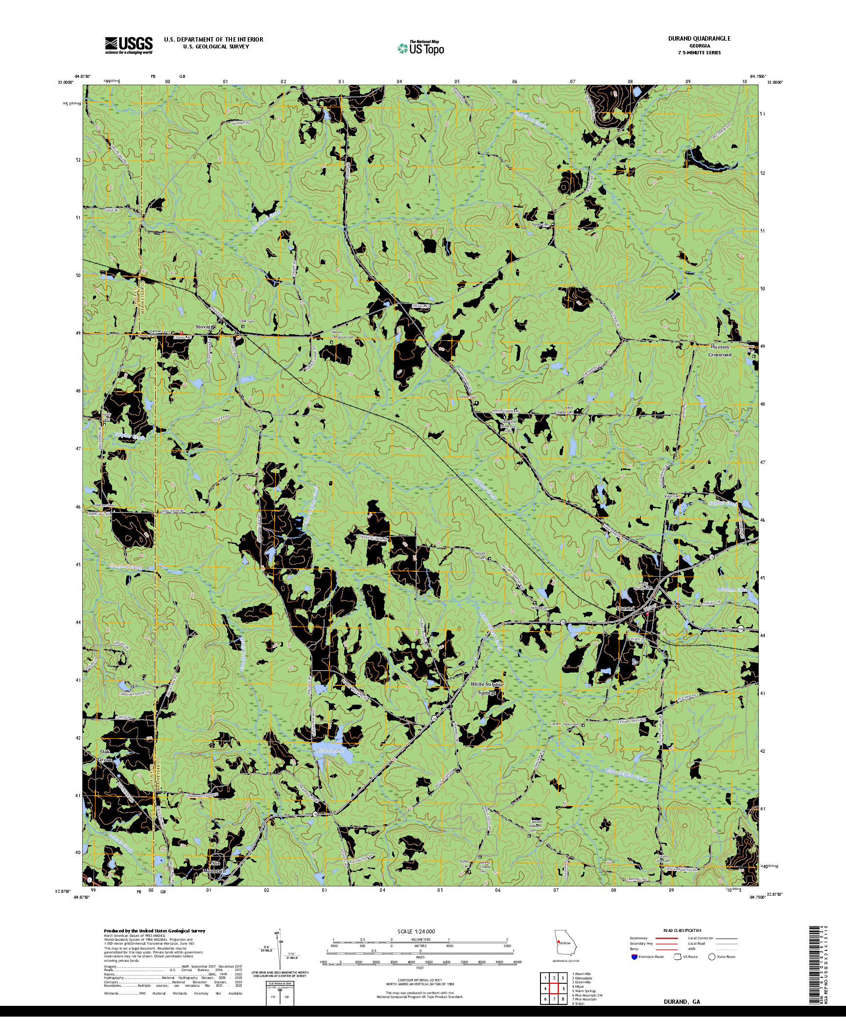 US TOPO 7.5-MINUTE MAP FOR DURAND, GA