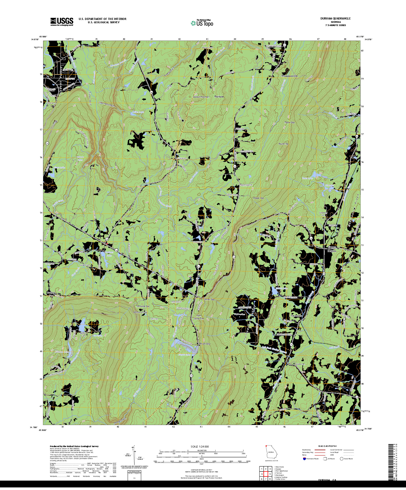 US TOPO 7.5-MINUTE MAP FOR DURHAM, GA