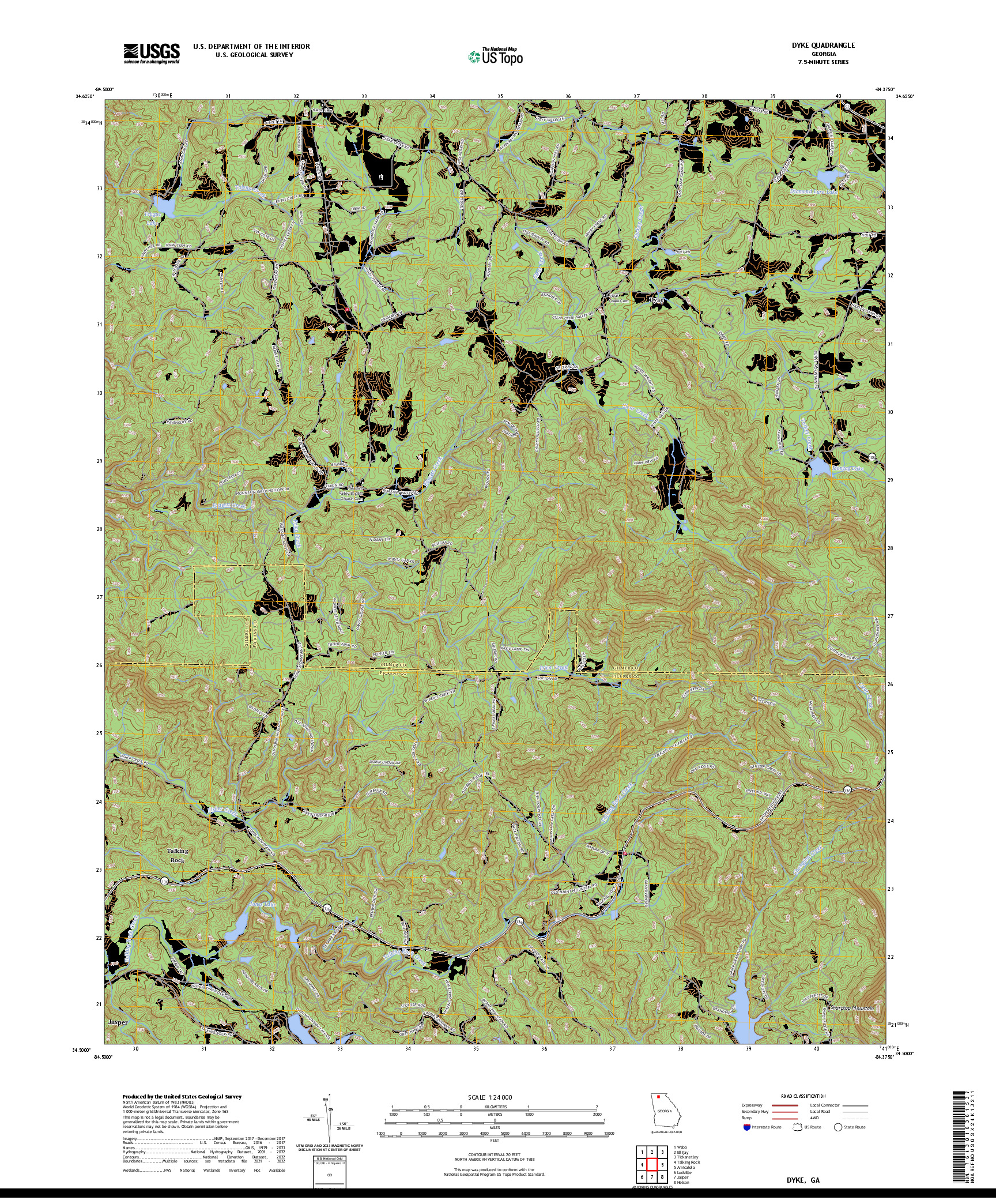 US TOPO 7.5-MINUTE MAP FOR DYKE, GA