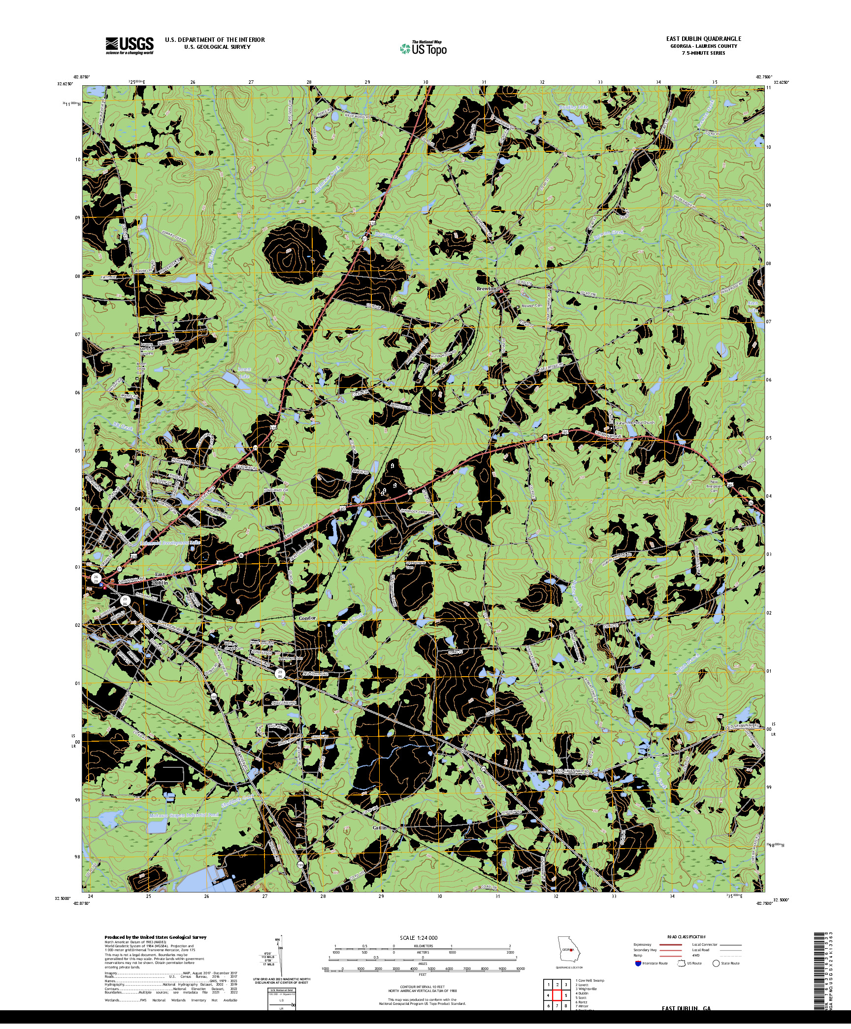 US TOPO 7.5-MINUTE MAP FOR EAST DUBLIN, GA