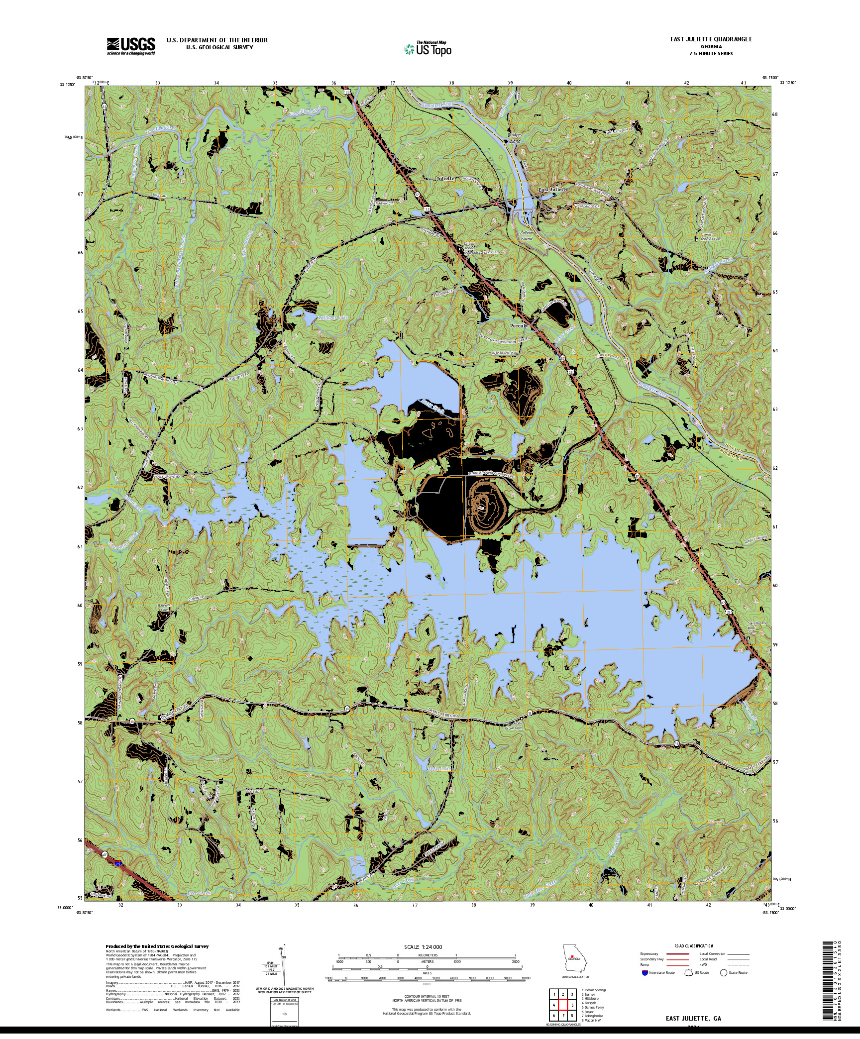 US TOPO 7.5-MINUTE MAP FOR EAST JULIETTE, GA