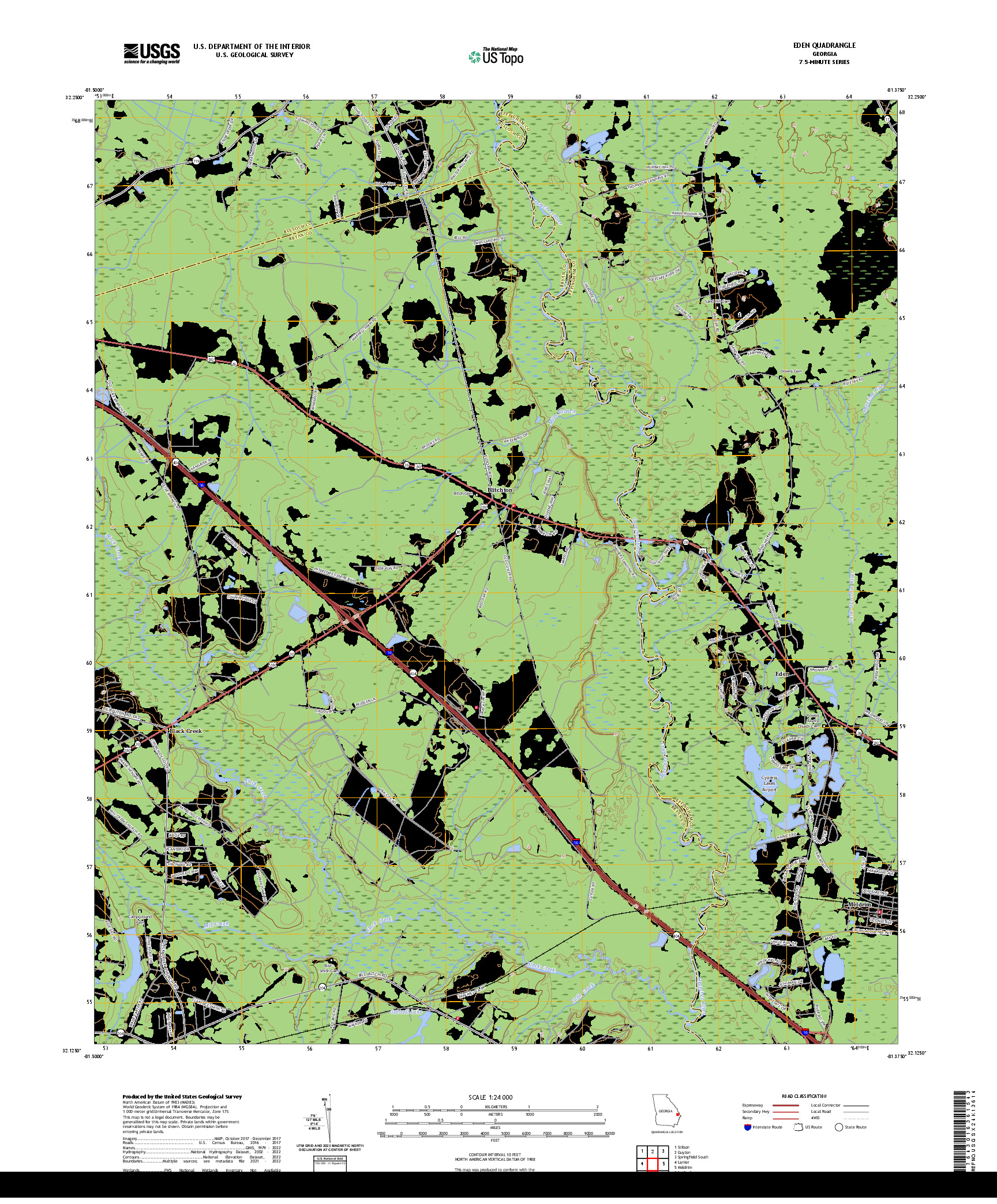 US TOPO 7.5-MINUTE MAP FOR EDEN, GA