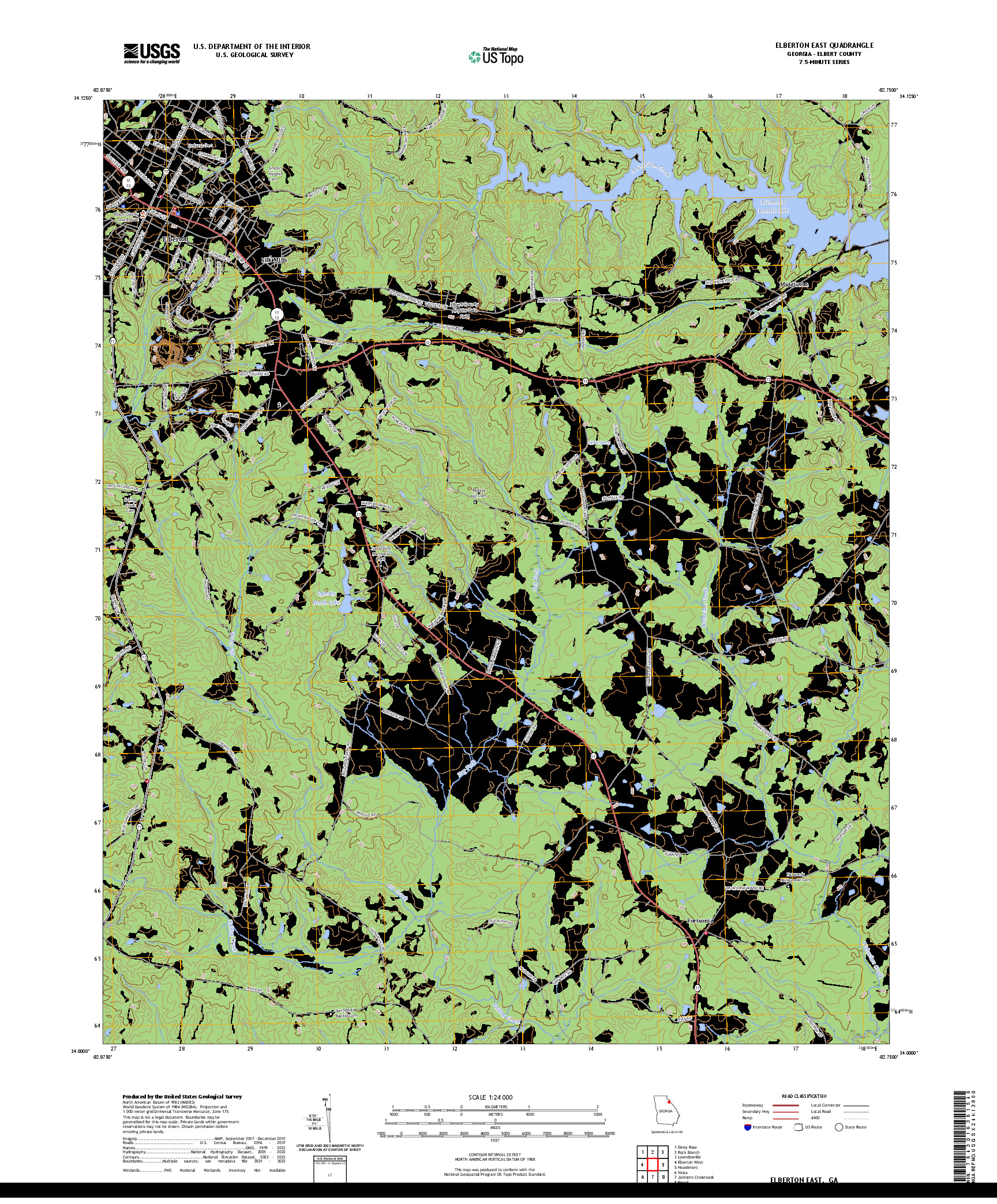 US TOPO 7.5-MINUTE MAP FOR ELBERTON EAST, GA