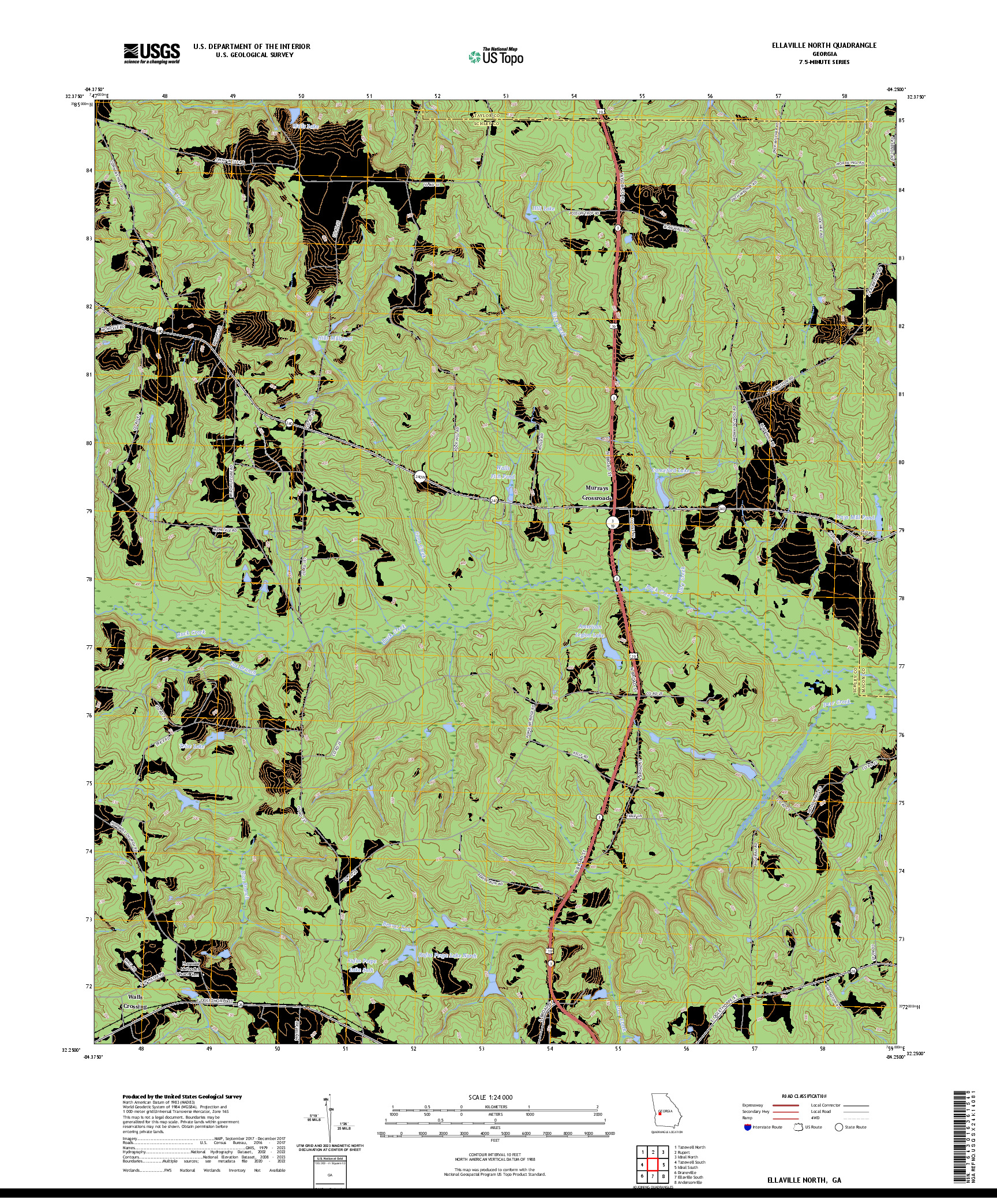 US TOPO 7.5-MINUTE MAP FOR ELLAVILLE NORTH, GA