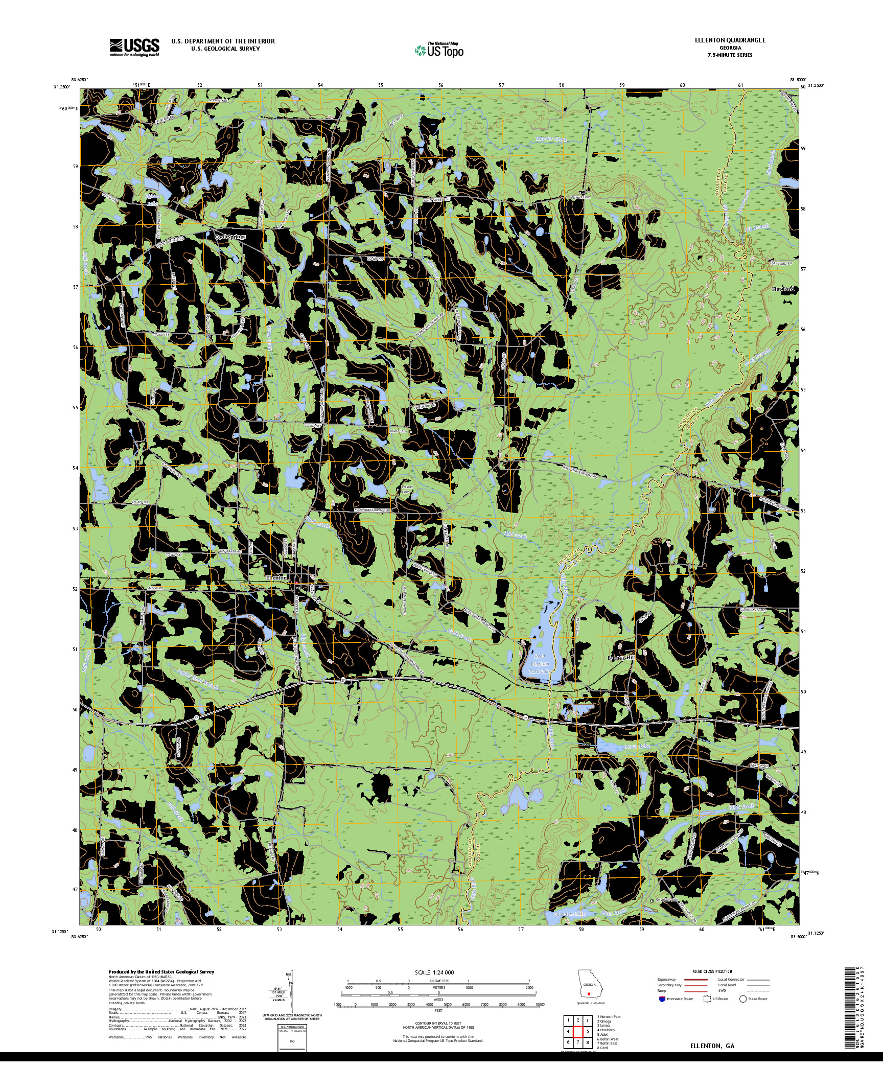 US TOPO 7.5-MINUTE MAP FOR ELLENTON, GA