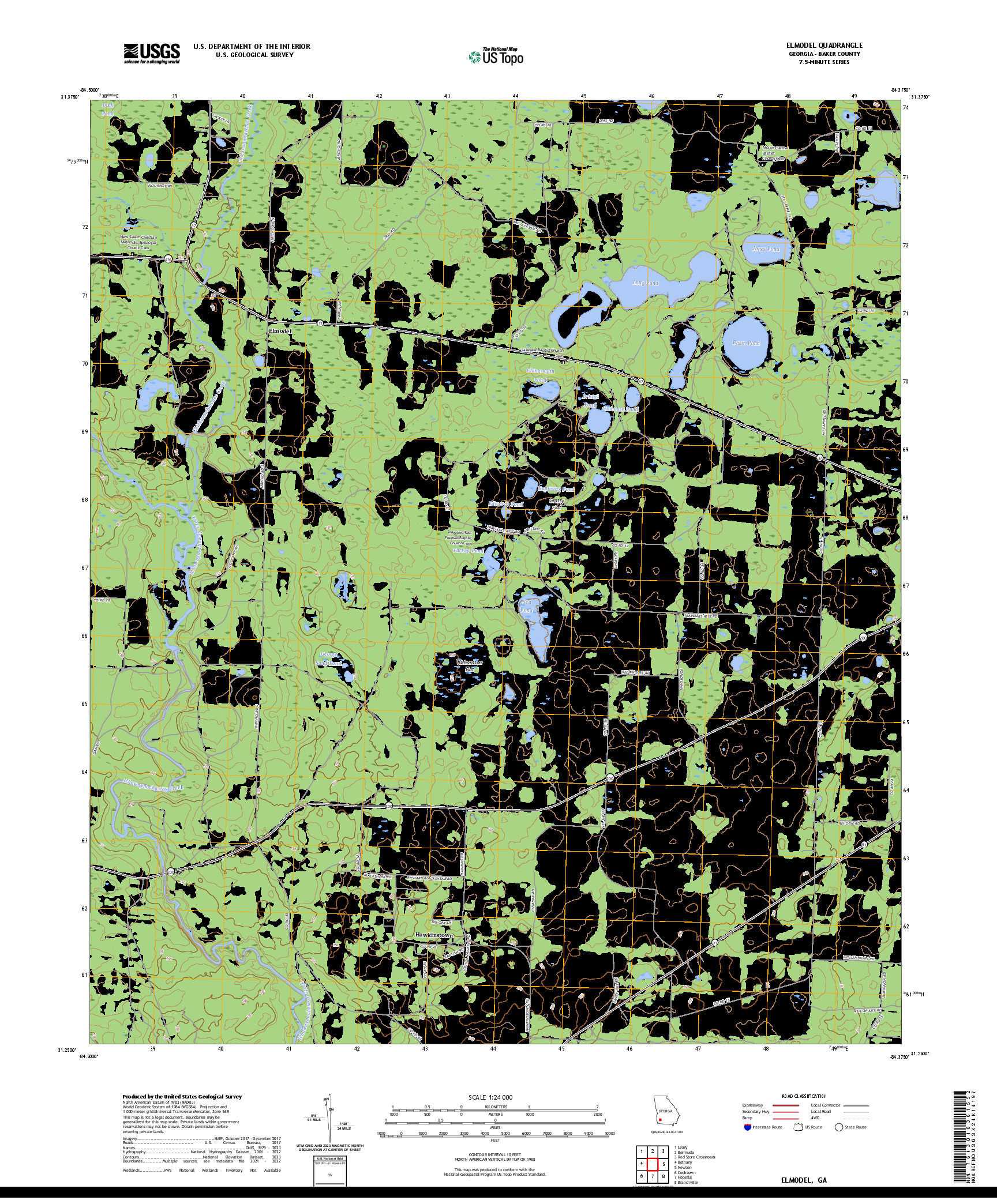 US TOPO 7.5-MINUTE MAP FOR ELMODEL, GA