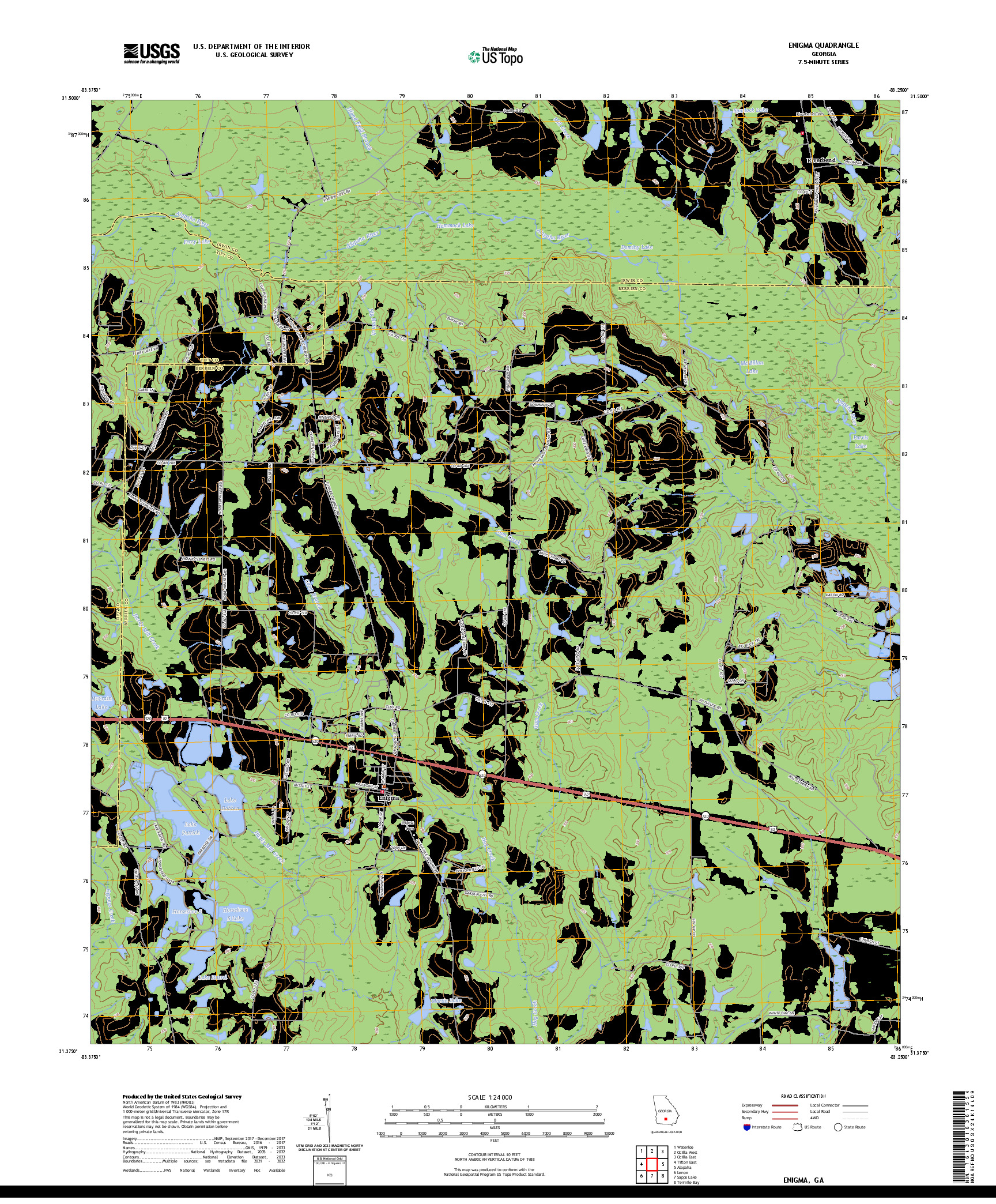 US TOPO 7.5-MINUTE MAP FOR ENIGMA, GA