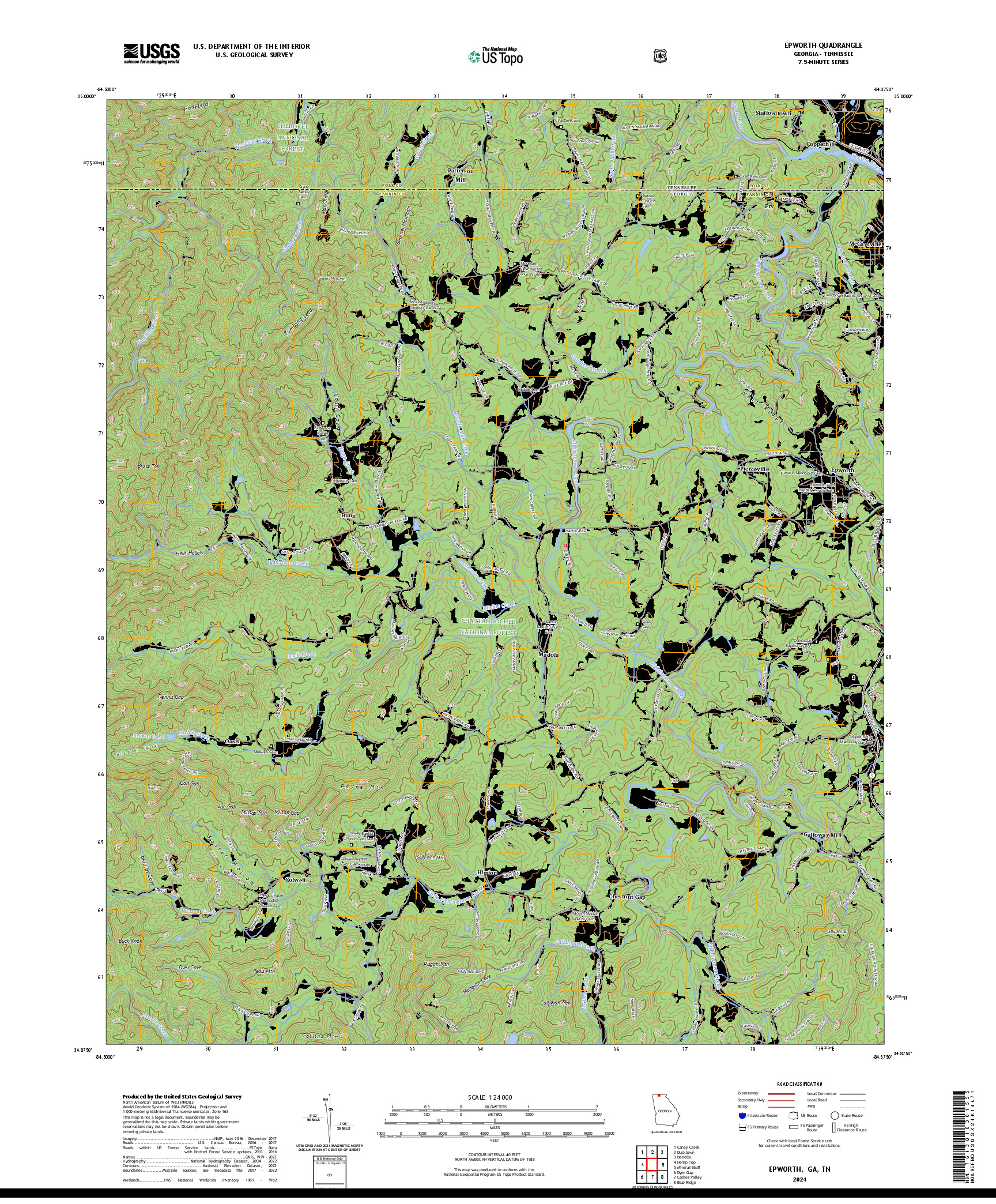 US TOPO 7.5-MINUTE MAP FOR EPWORTH, GA,TN