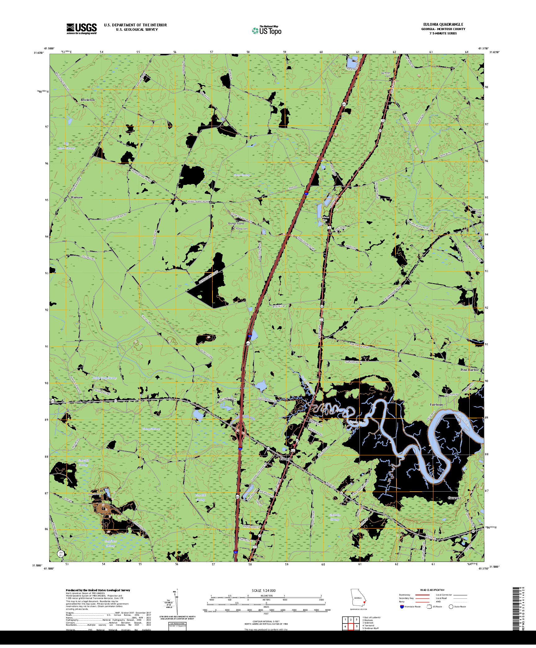US TOPO 7.5-MINUTE MAP FOR EULONIA, GA