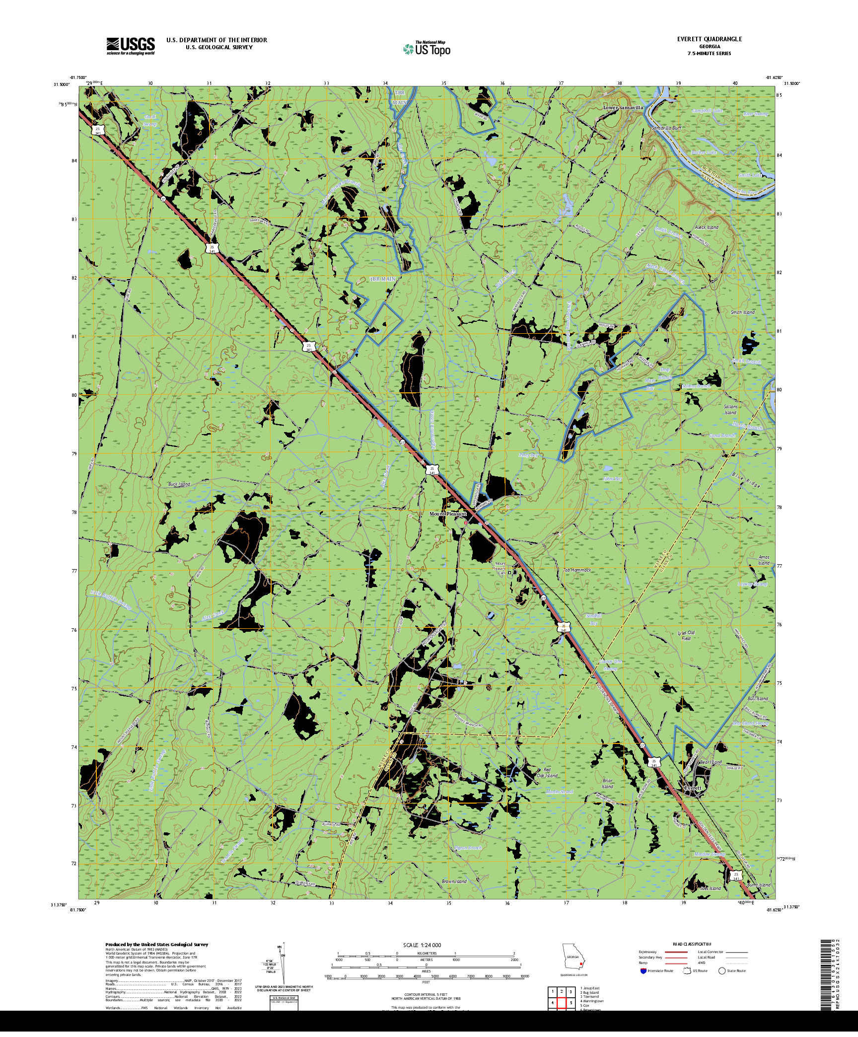 US TOPO 7.5-MINUTE MAP FOR EVERETT, GA