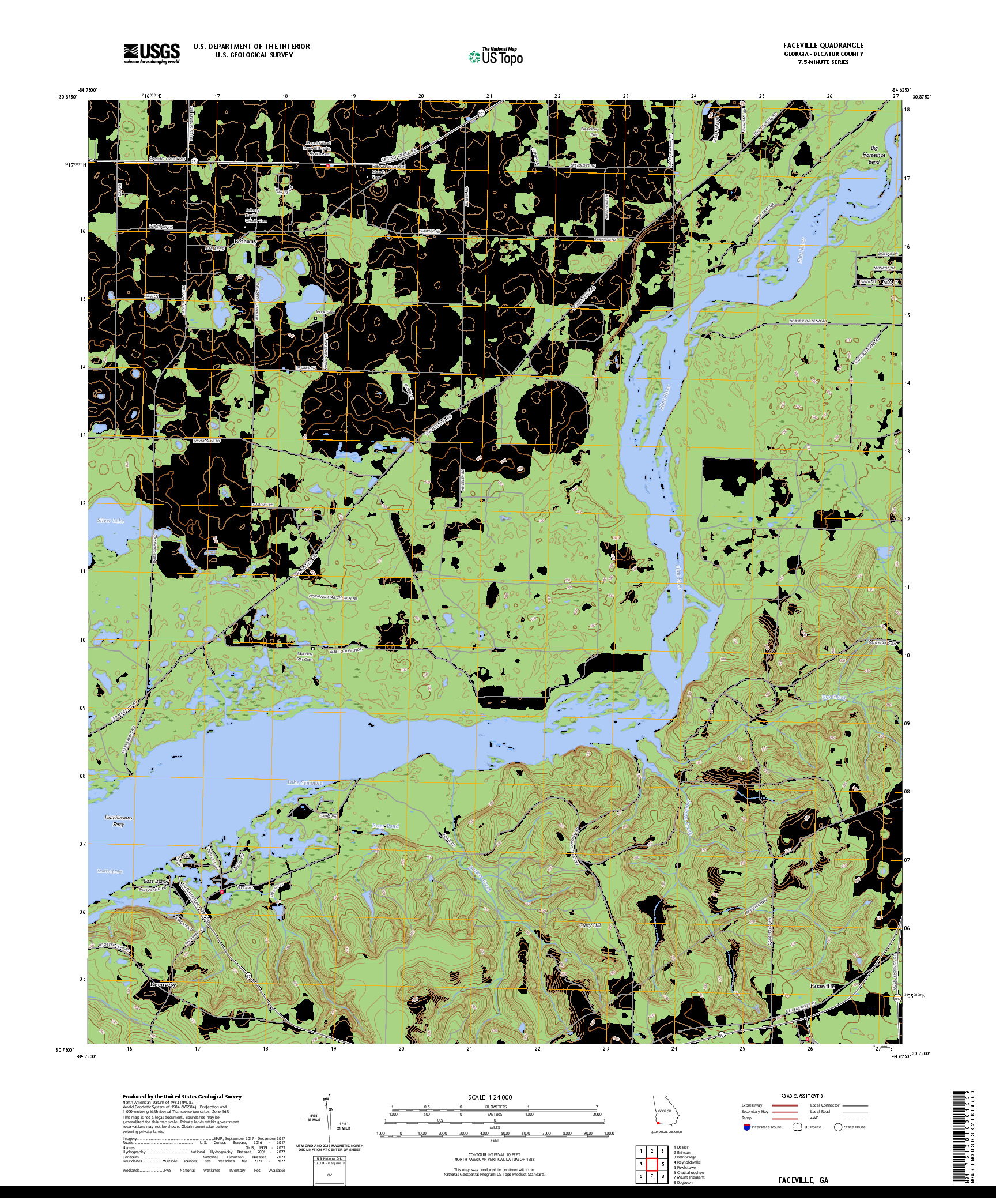 US TOPO 7.5-MINUTE MAP FOR FACEVILLE, GA