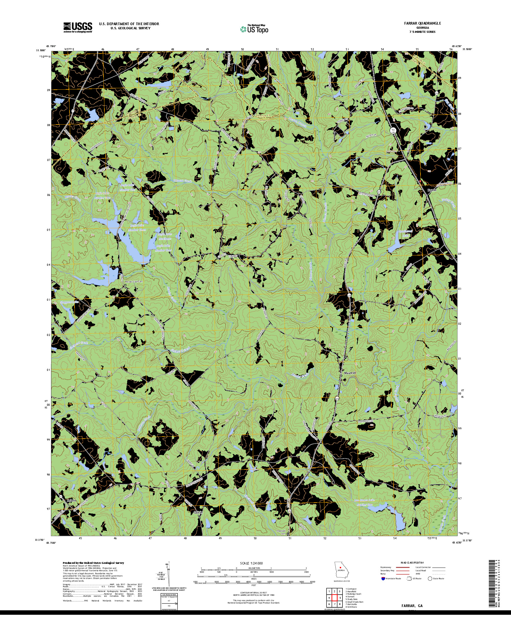US TOPO 7.5-MINUTE MAP FOR FARRAR, GA